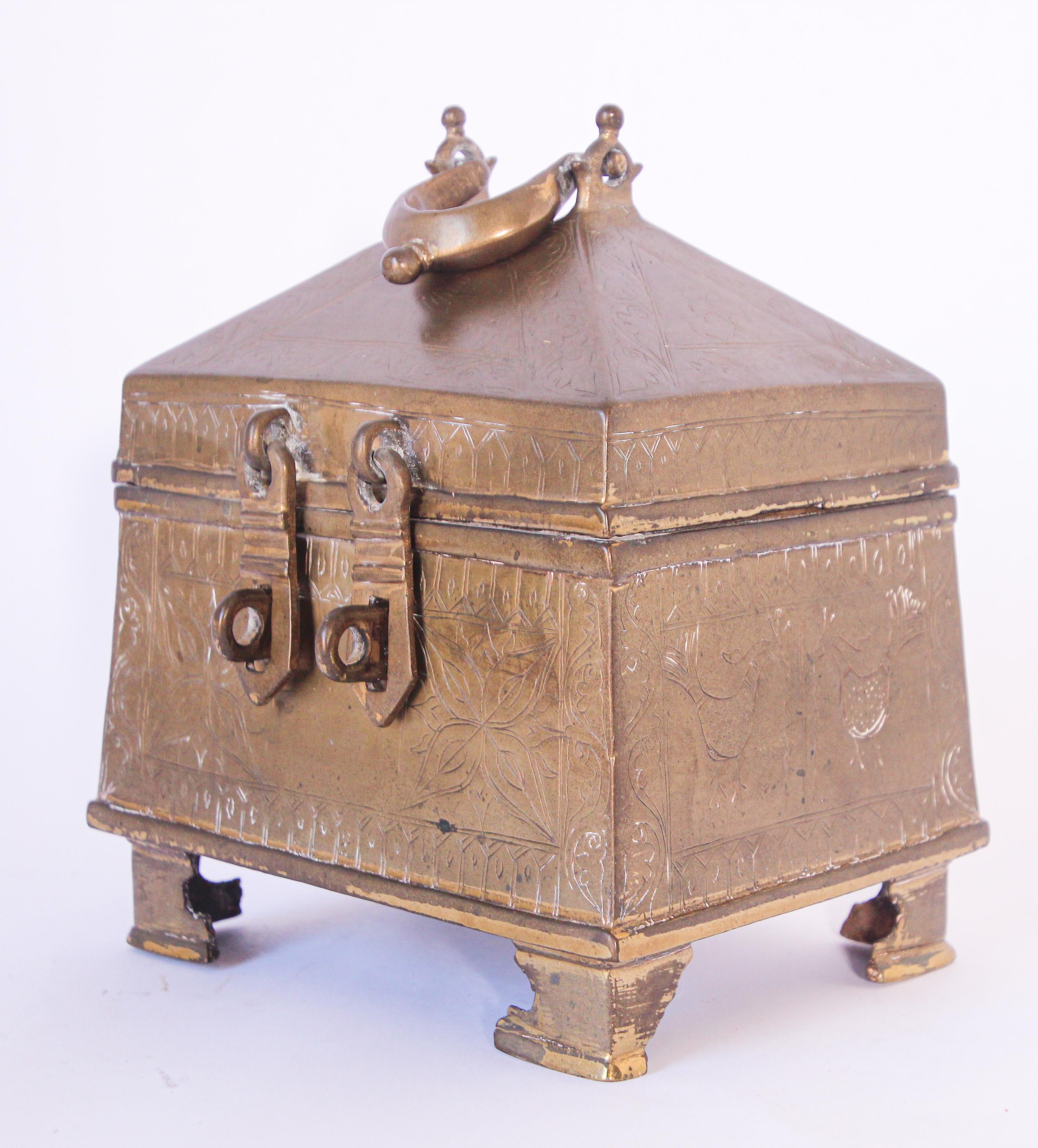 Indian Antique Anglo Raj Brass Jewelry Box