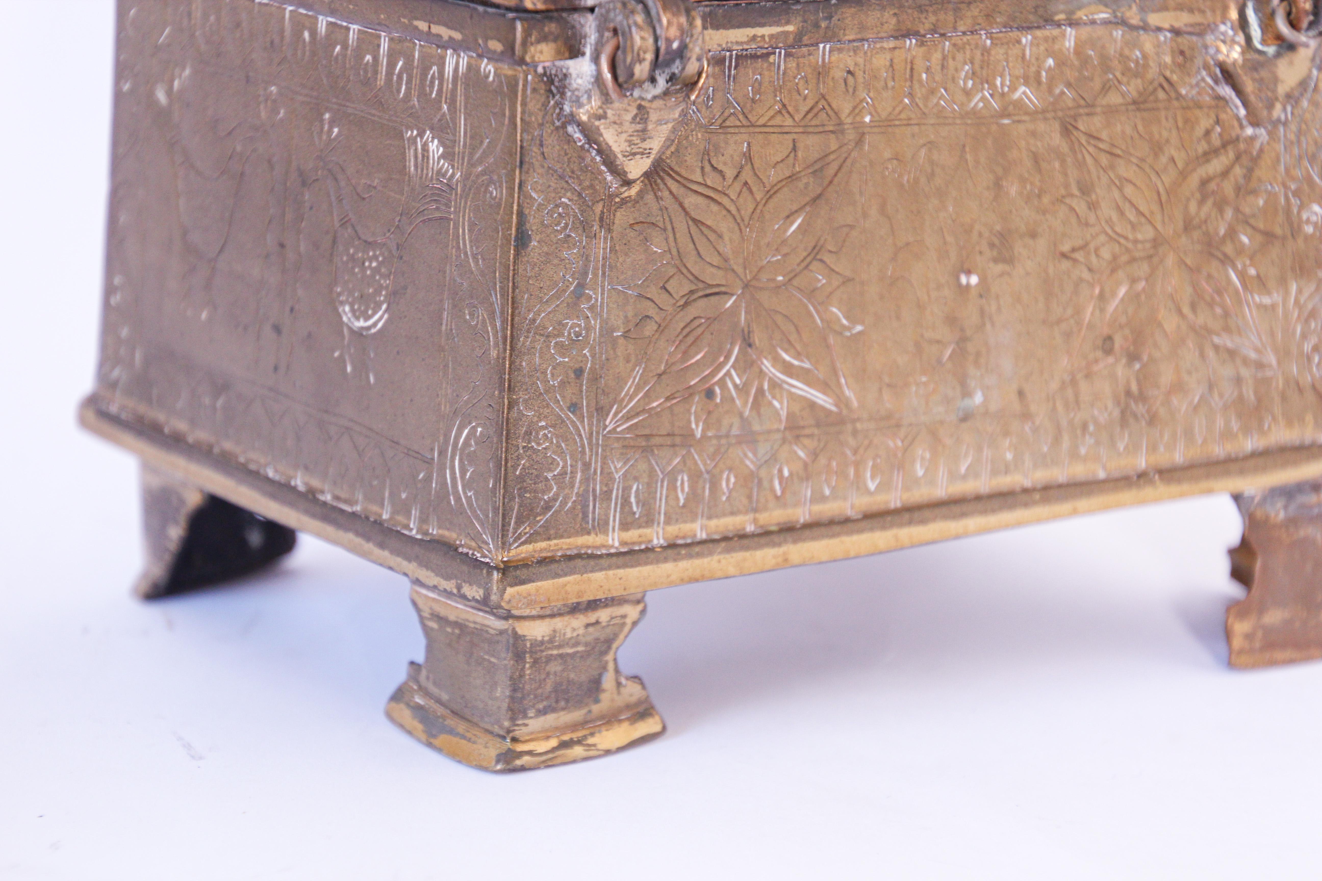 Antique Anglo Raj Brass Jewelry Box 2