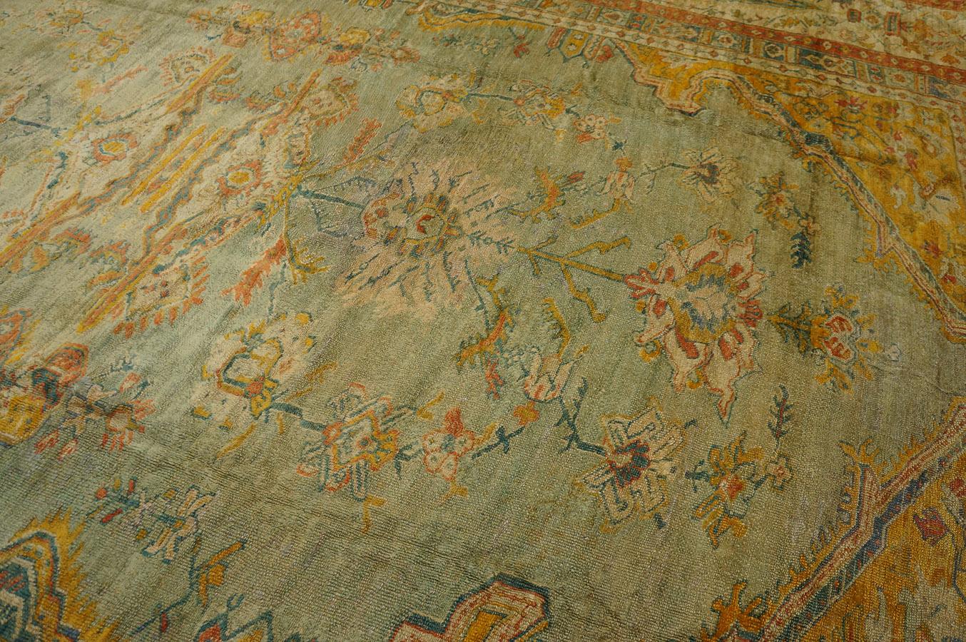 19th Century Turkish Angora Oushak Carpet ( 12' x 16'2