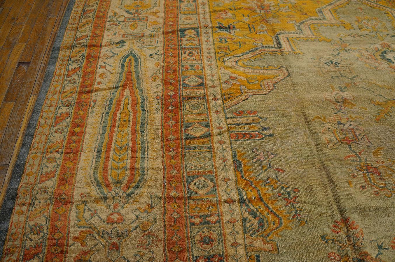 Tappeto turco d'angora Oushak del XIX secolo ( 12' x 16'2