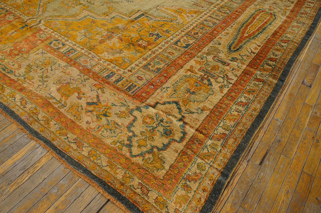 Tappeto turco d'angora Oushak del XIX secolo ( 12' x 16'2