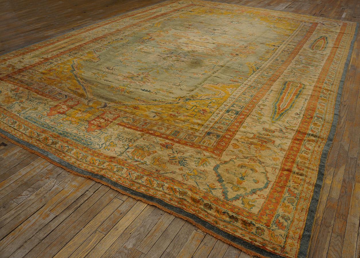 Lana Tappeto turco d'angora Oushak del XIX secolo ( 12' x 16'2
