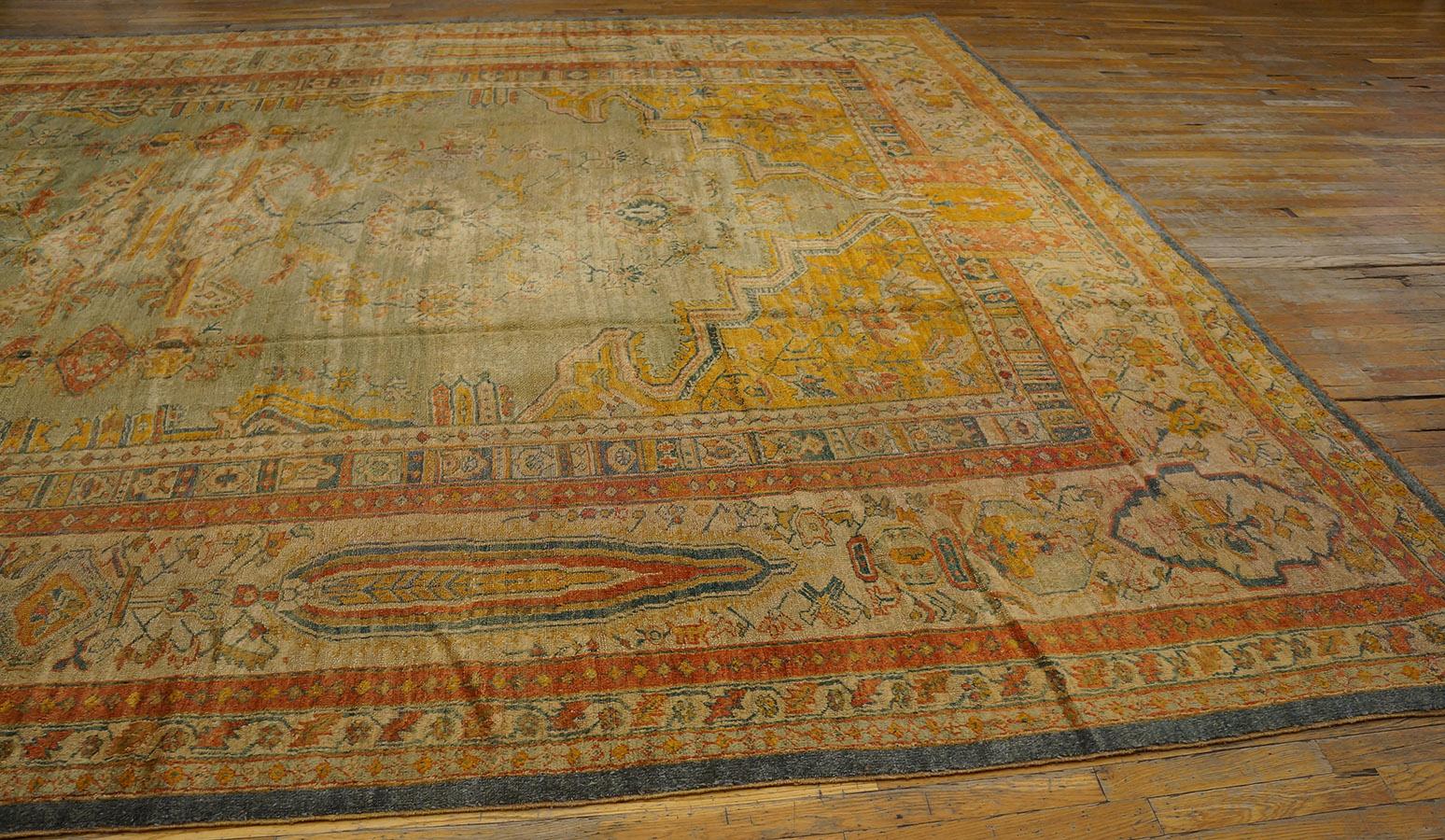 Hand-Knotted 19th Century Turkish Angora Oushak Carpet ( 12' x 16'2