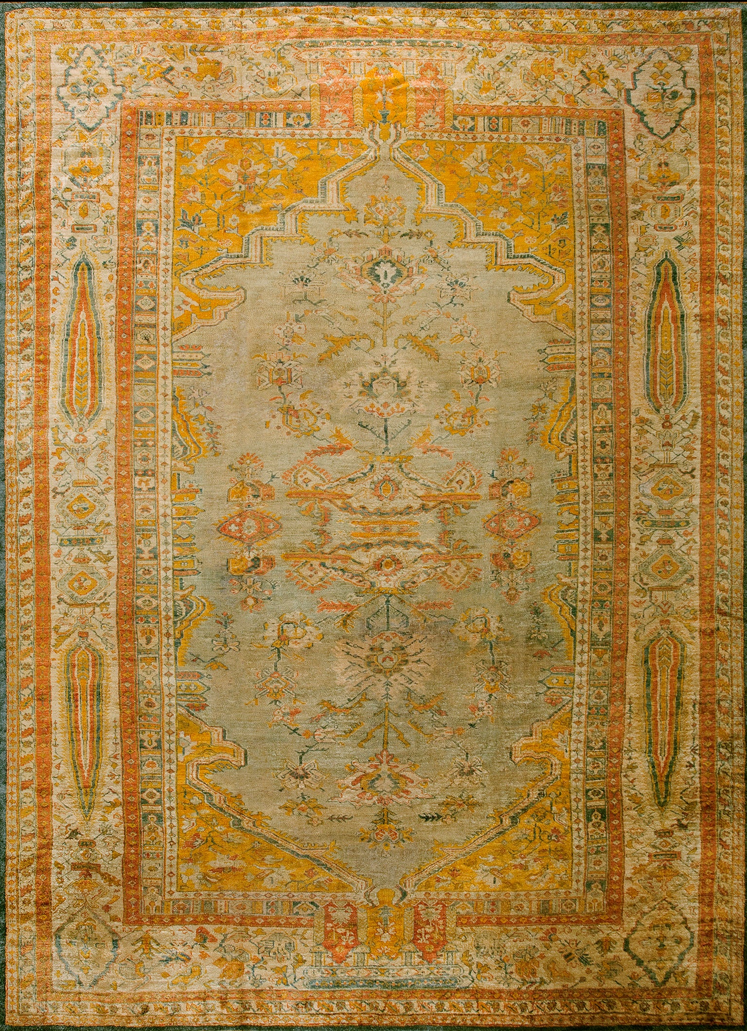 19th Century Turkish Angora Oushak Carpet ( 12' x 16'2" - 365 x 492 ) For Sale