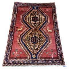 Antique Animal Motif Persian Sirjan - Afshar Tribal Rug