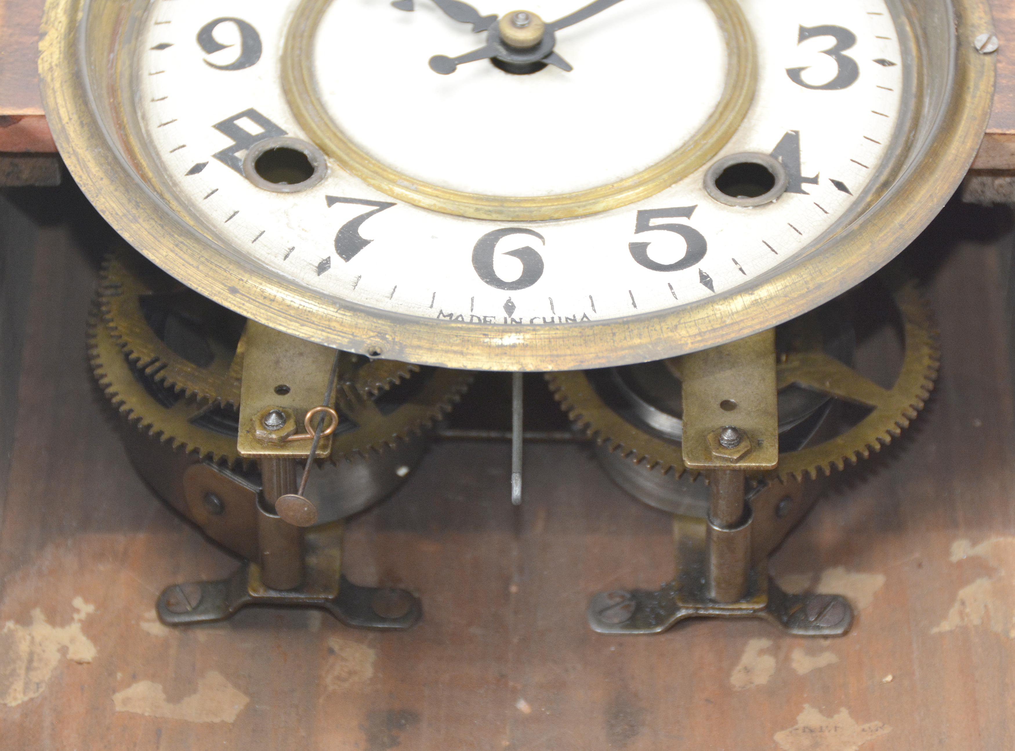 Antique Animated Monk Striking Bell 3 Finial Brass Decorated 8 Day Mantle Clock For Sale 7