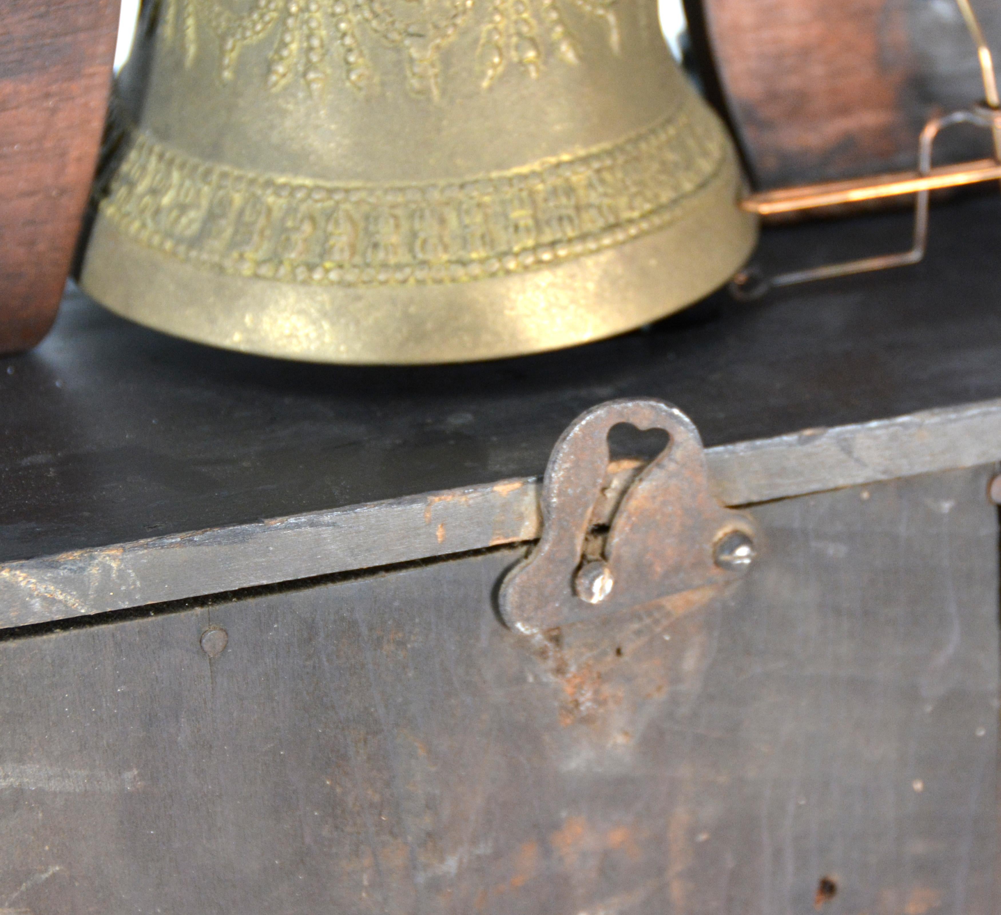 Antique Animated Monk Striking Bell 3 Finial Brass Decorated 8 Day Mantle Clock 10