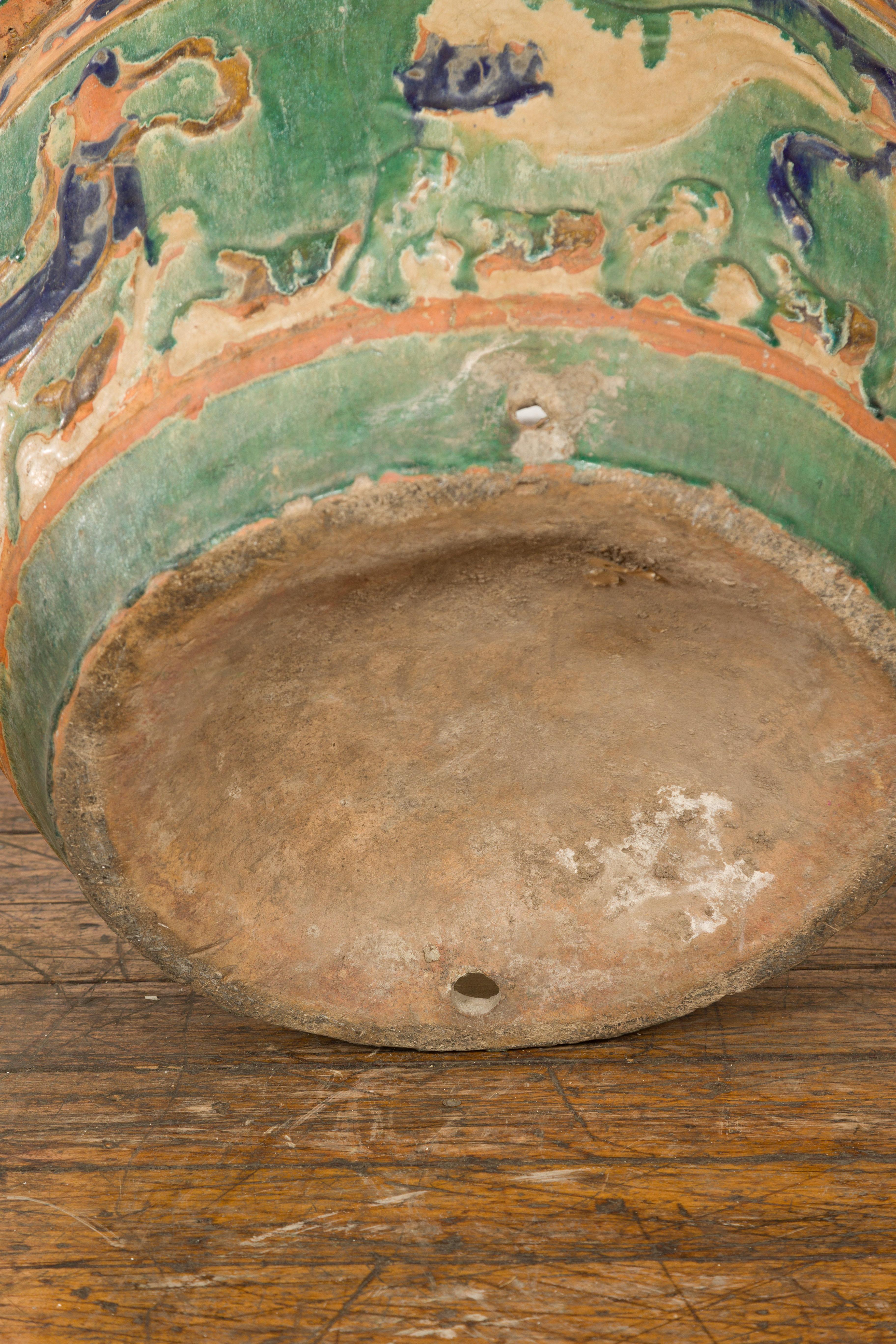 Annamese 19th Century Planter with Green Glaze Décor For Sale 7