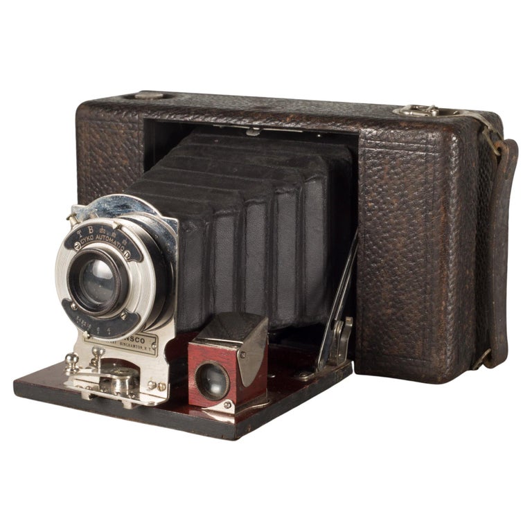 Antique Ansco No. 4 Folding Mahogany and Leather Camera c.1907 For Sale