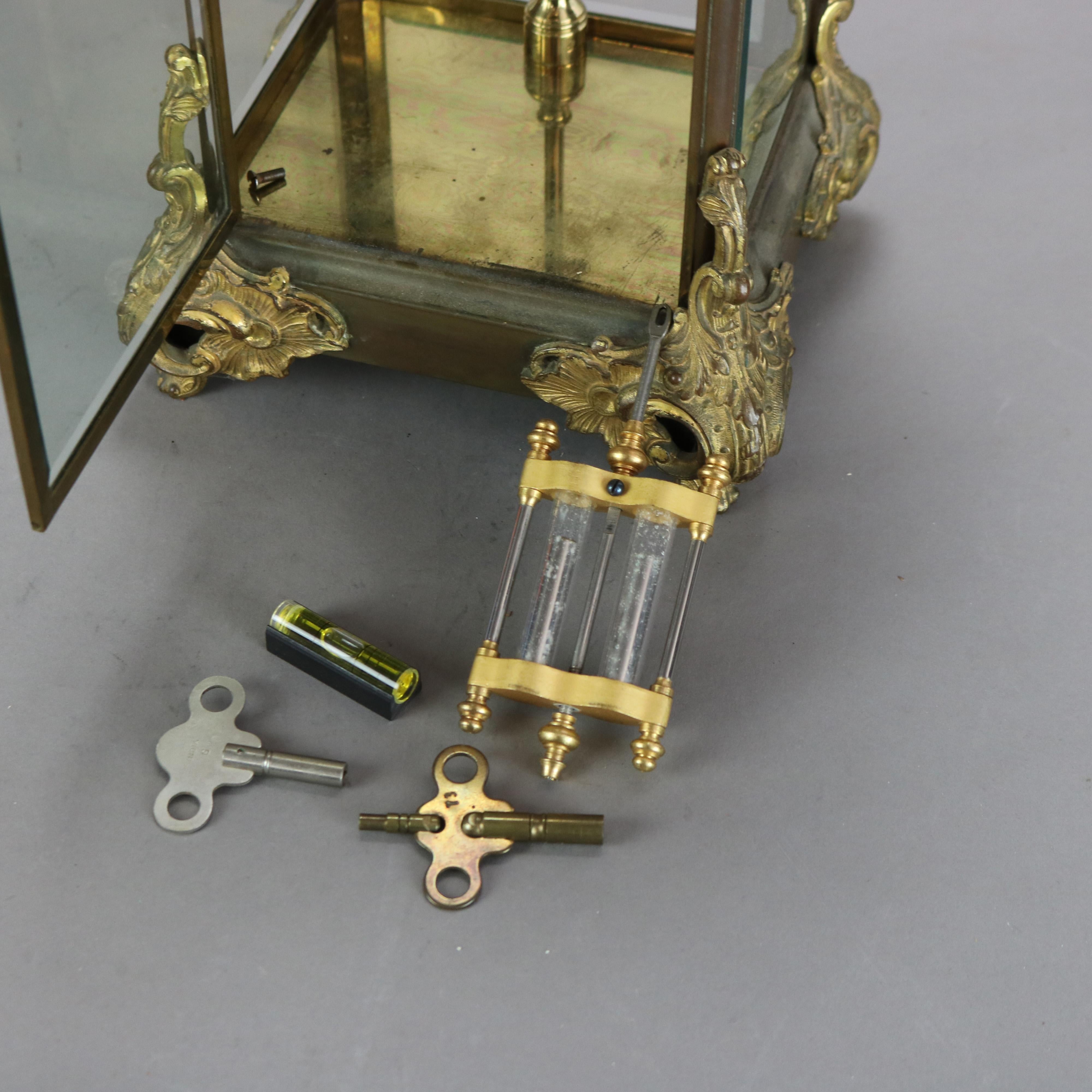 Antique Ansonia Brass, Bronze & Crystal Clock C1890 For Sale 11