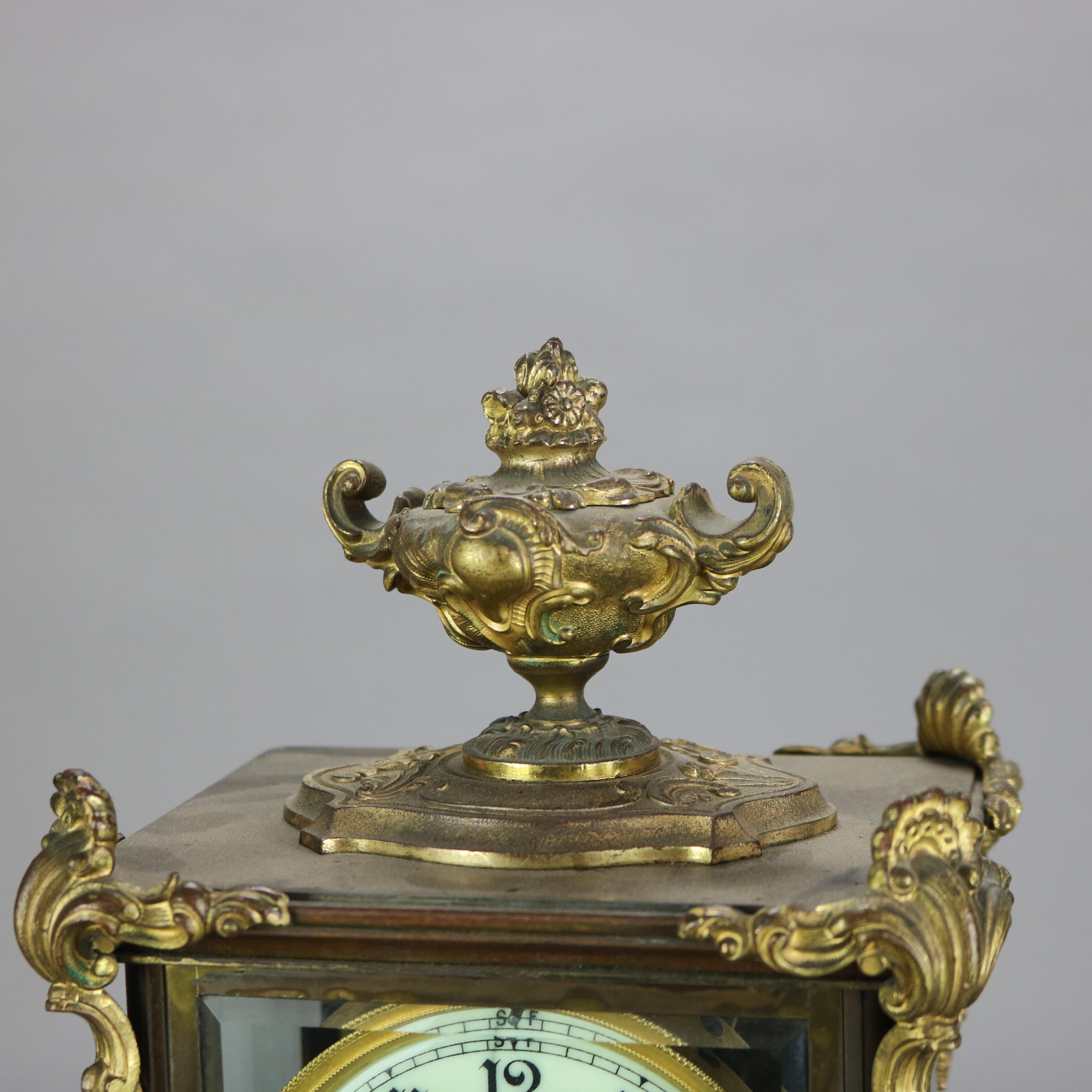 Antique Ansonia Brass, Bronze & Crystal Clock C1890 For Sale 1