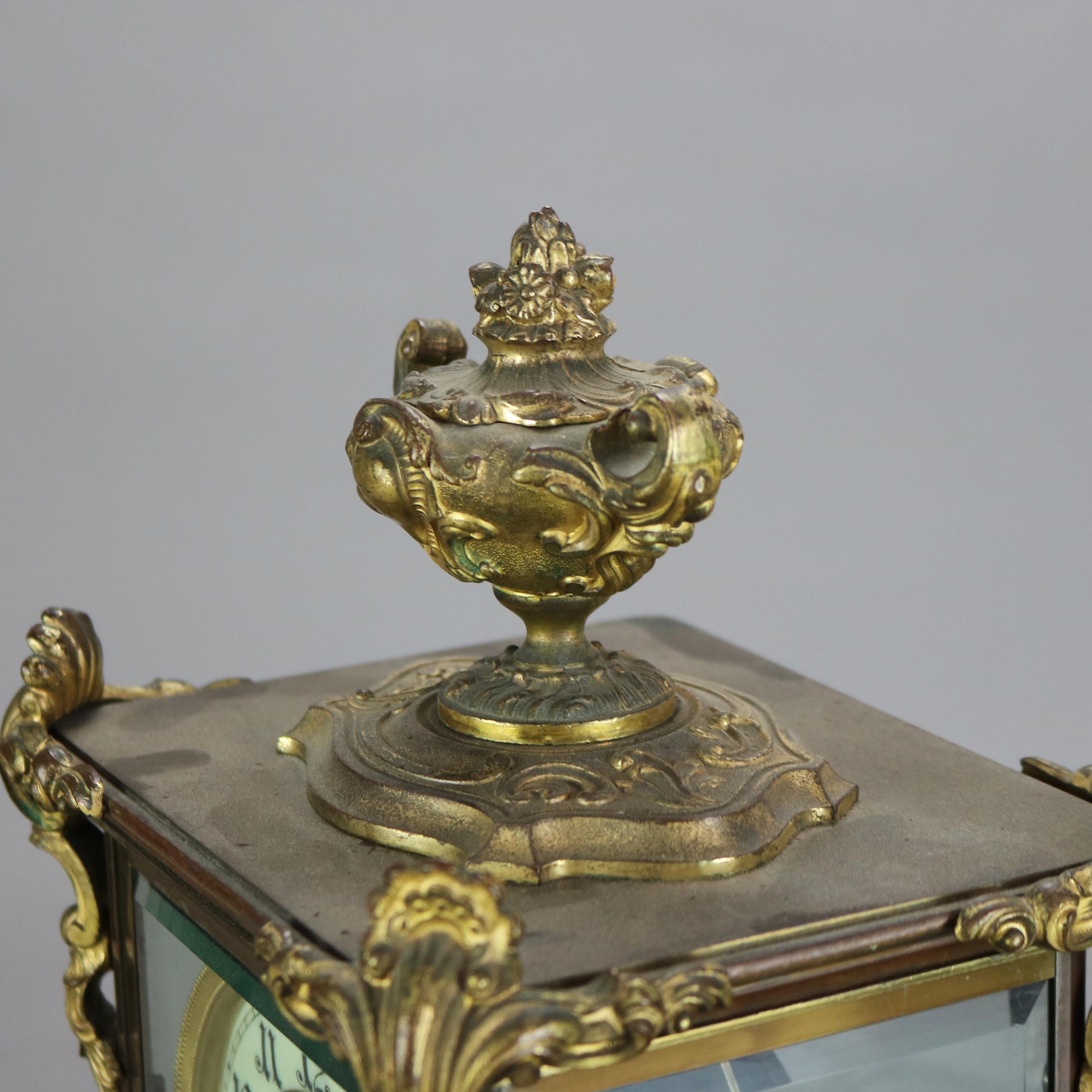 Antique Ansonia Brass, Bronze & Crystal Clock C1890 For Sale 2