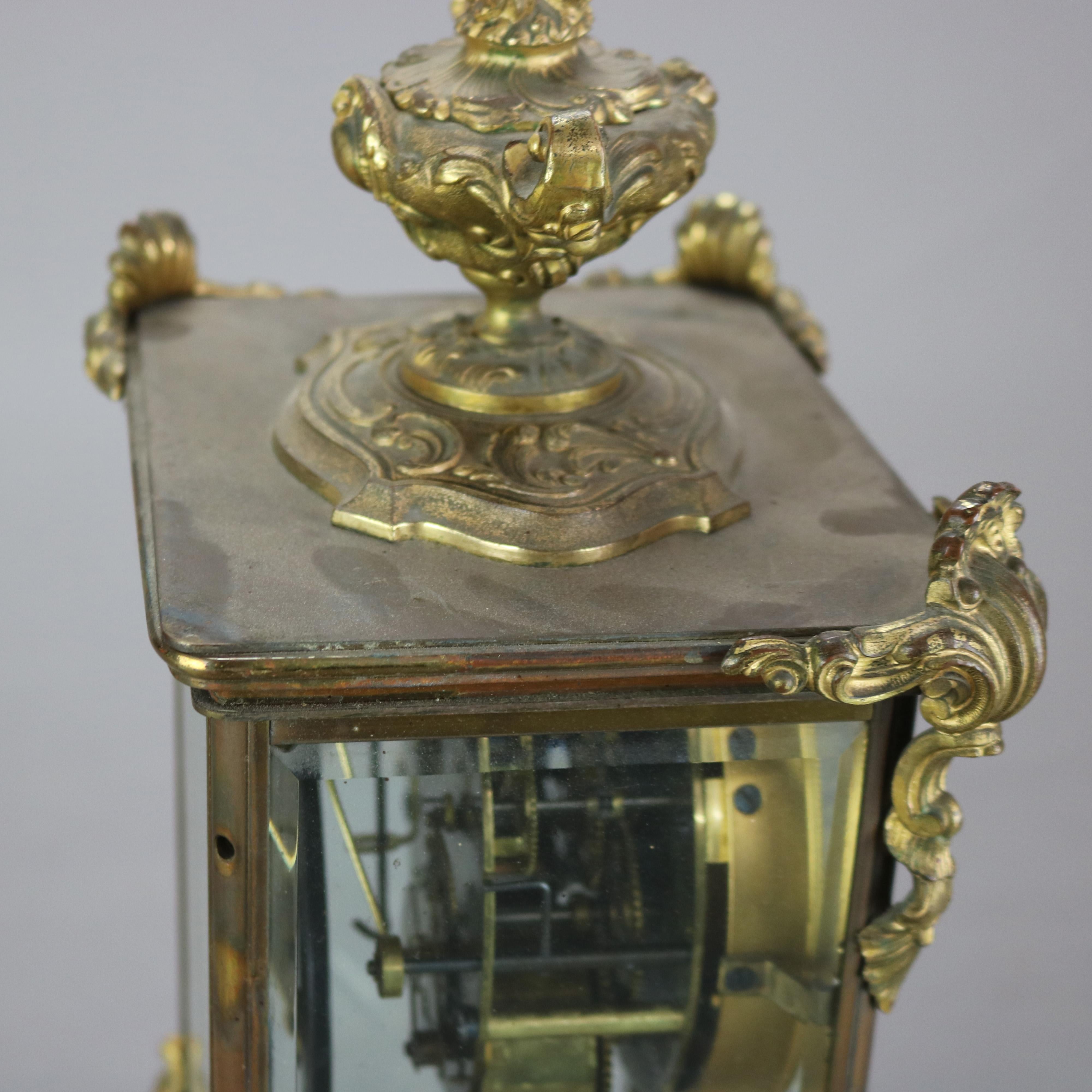 Antique Ansonia Brass, Bronze & Crystal Clock C1890 For Sale 3