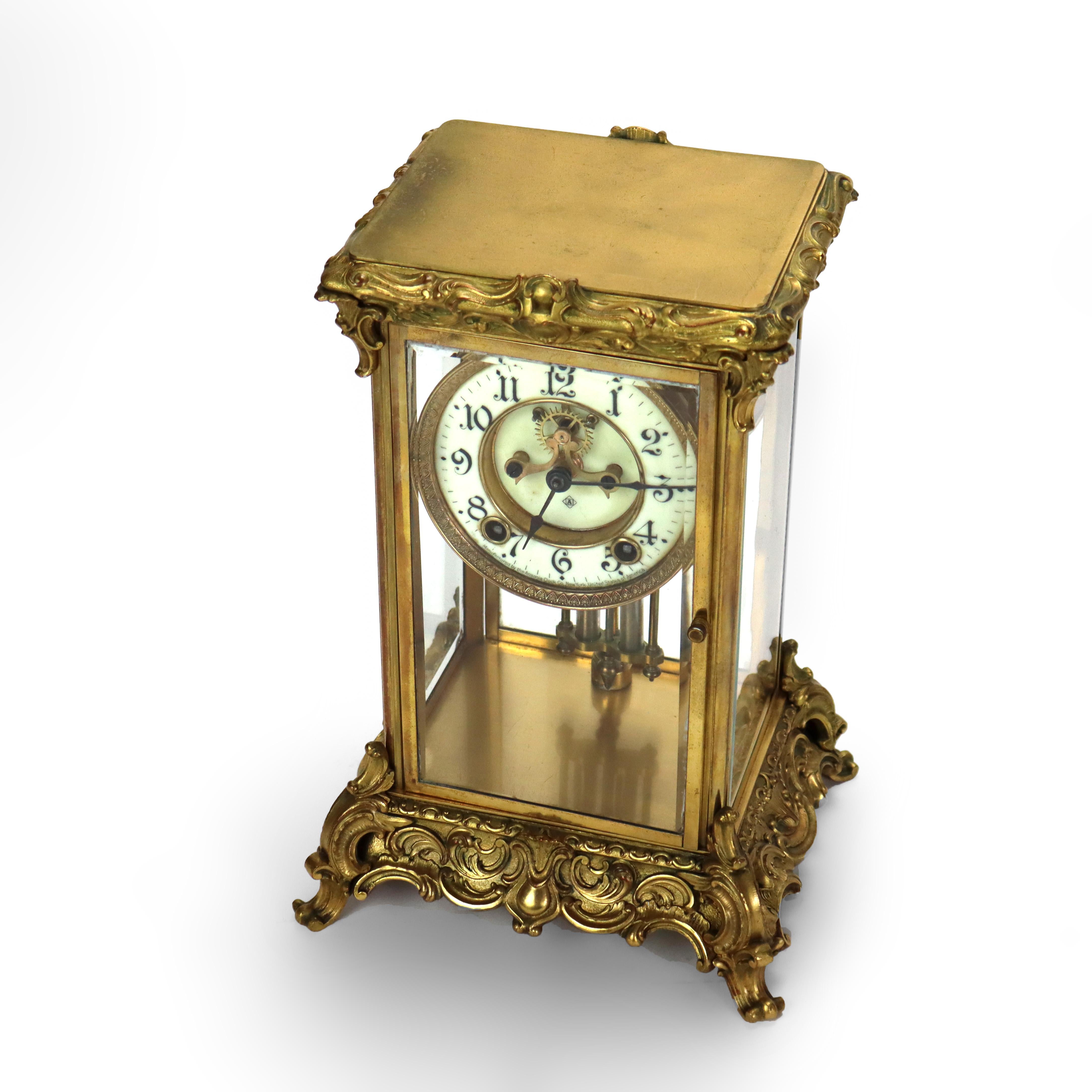 19th Century Antique Ansonia Clock Co. French Louis XIV Style Crystal Regulator Clock For Sale