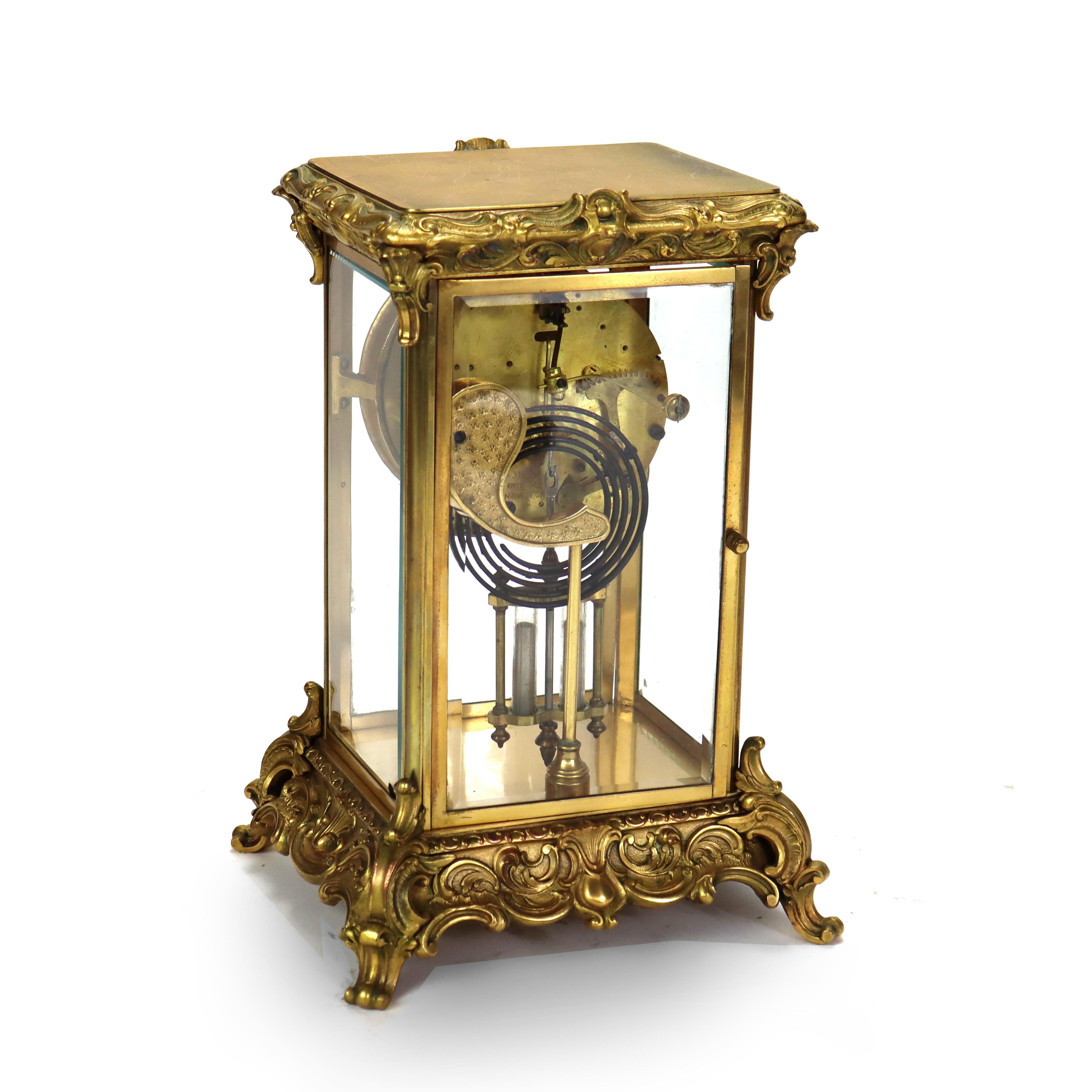Antique Ansonia Clock Co. French Louis XIV Style Crystal Regulator Clock For Sale 1