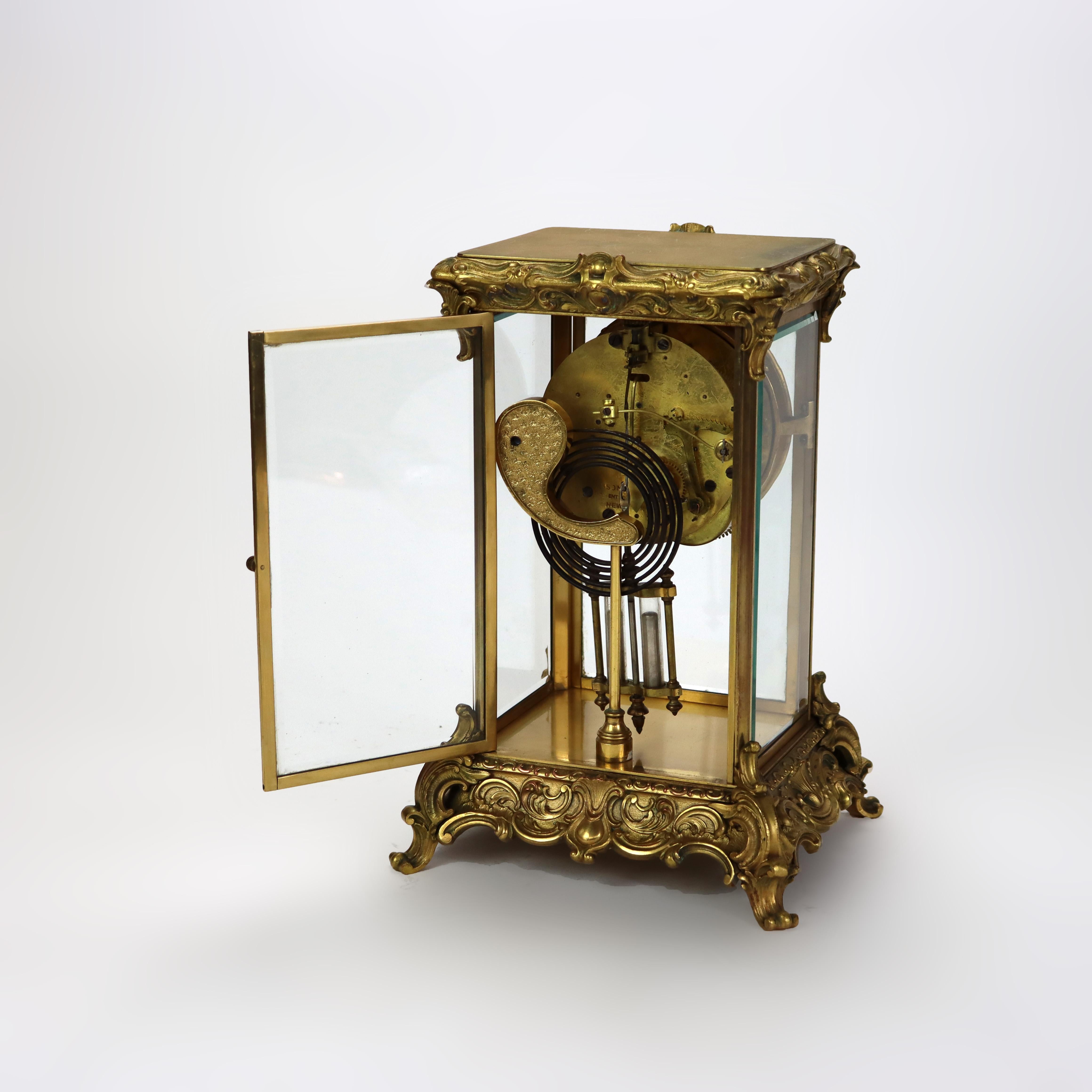 Antique Ansonia Clock Co. French Louis XIV Style Crystal Regulator Clock For Sale 2