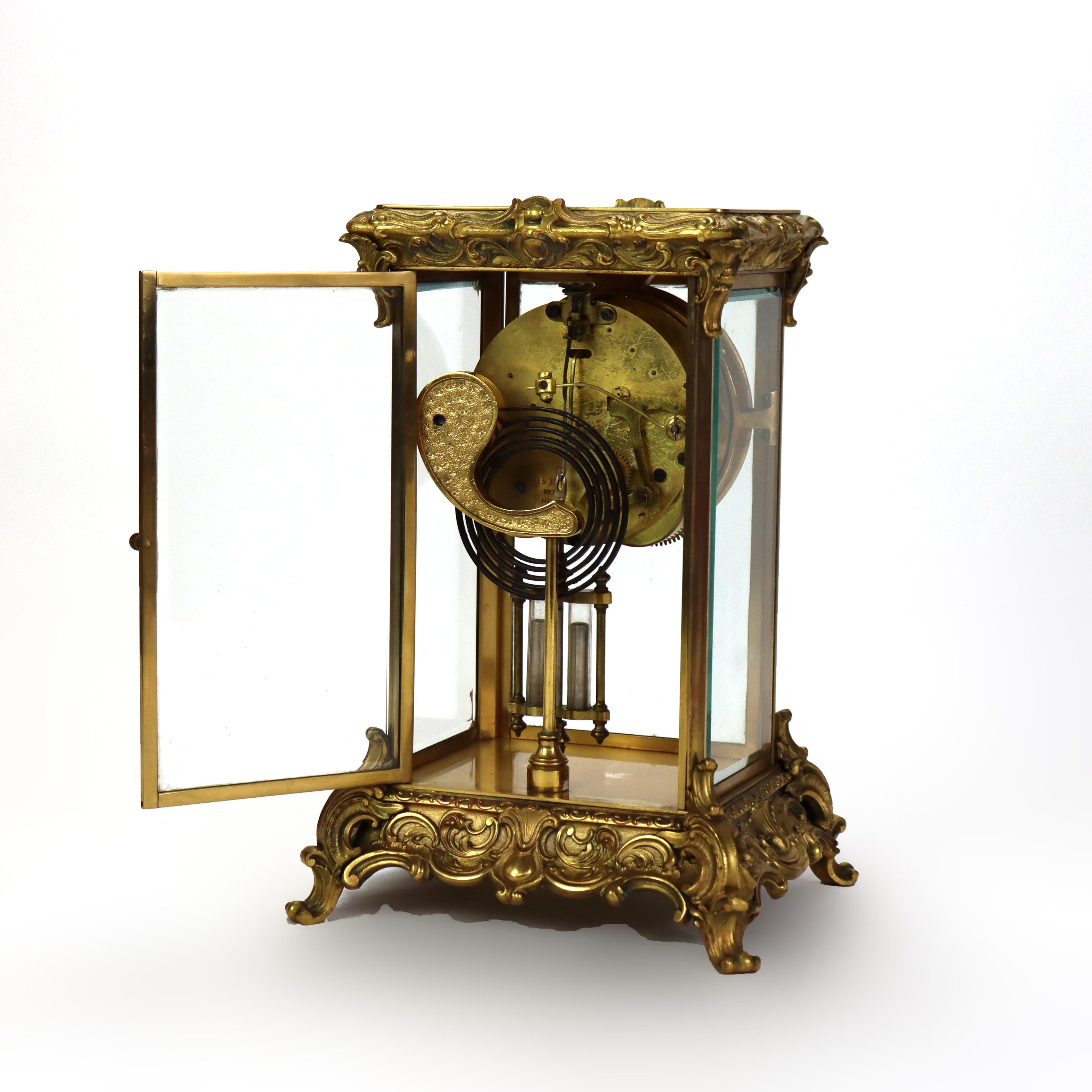 Antique Ansonia Clock Co. French Louis XIV Style Crystal Regulator Clock For Sale 3