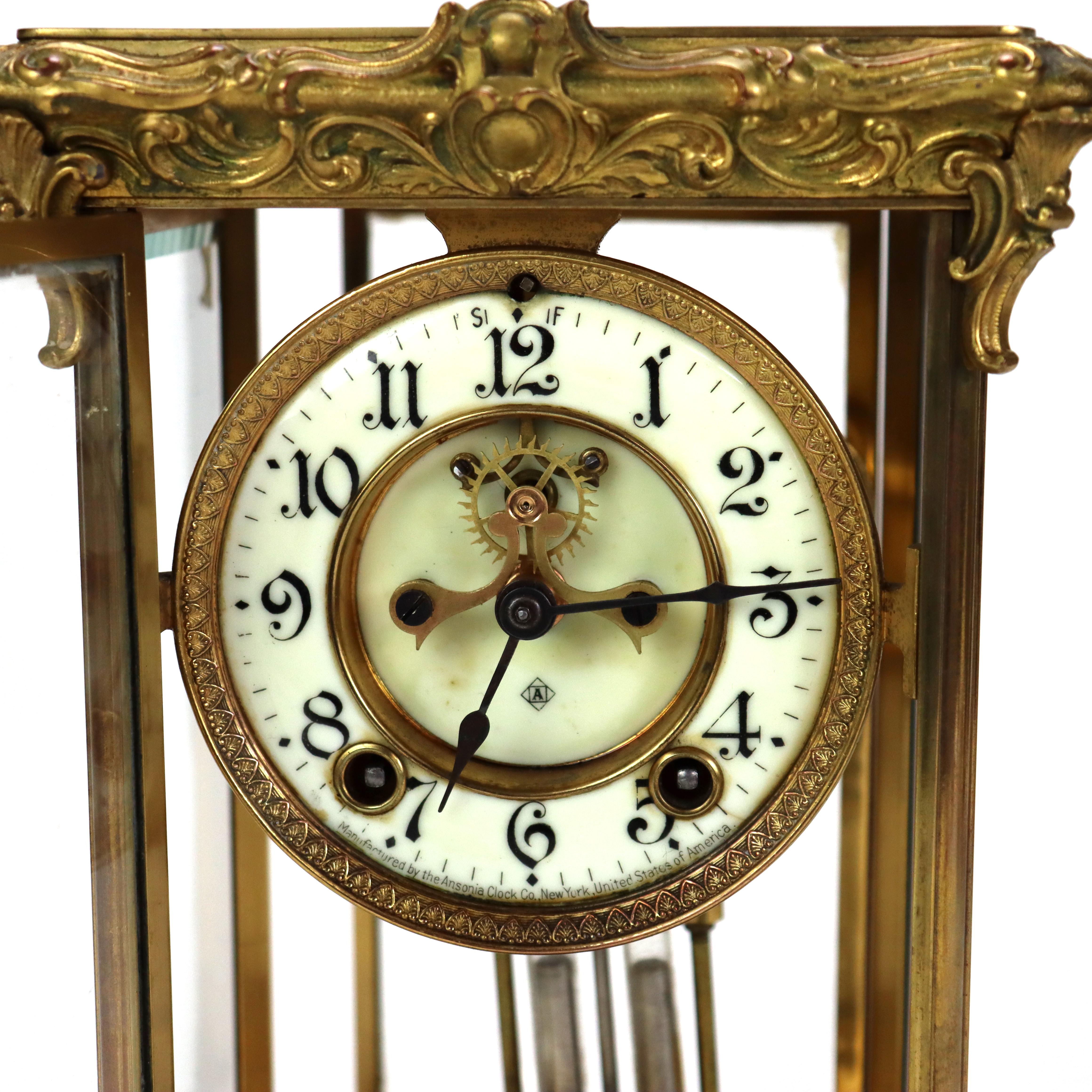 Antique Ansonia Clock Co. French Louis XIV Style Crystal Regulator Clock For Sale 5
