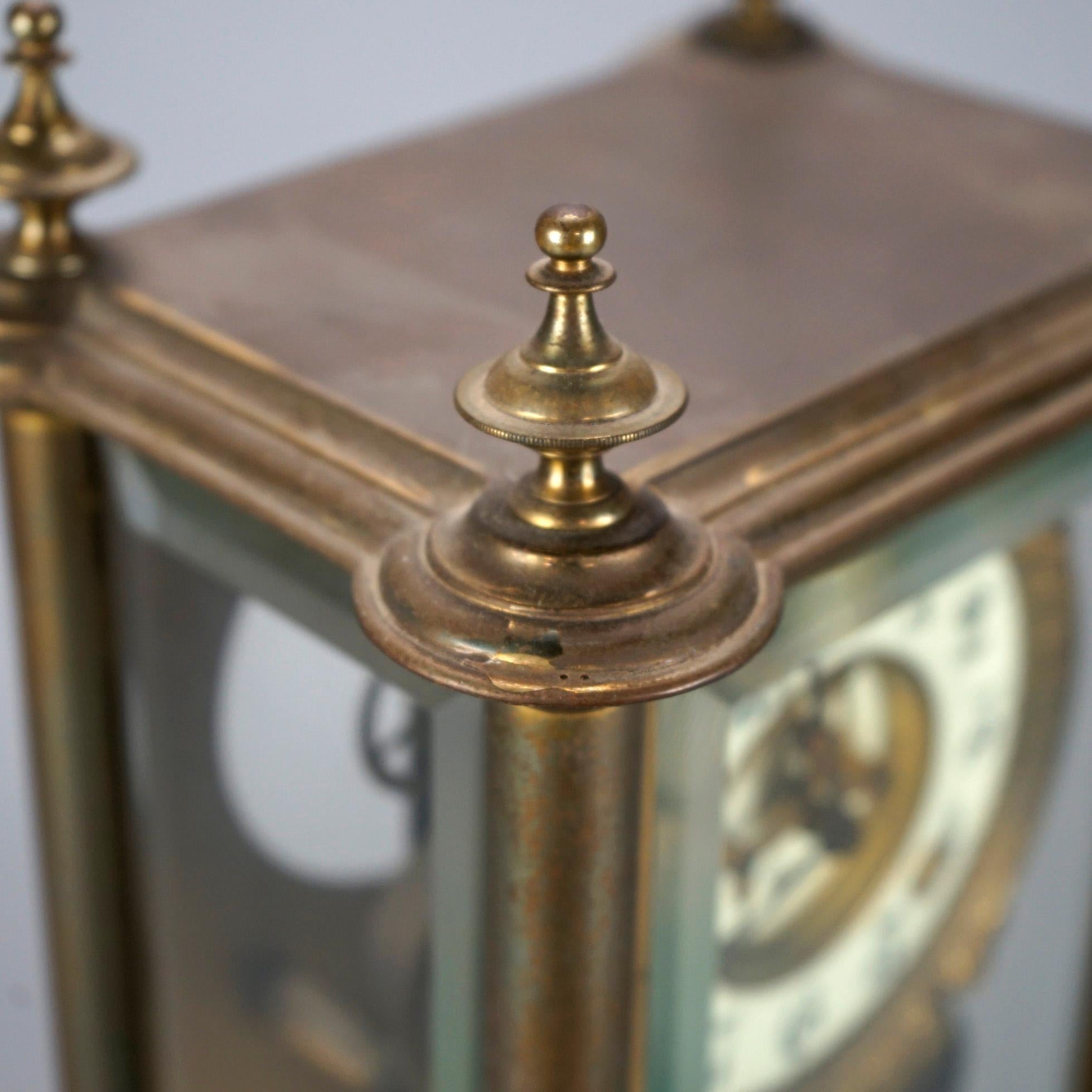 Antique Ansonia Crystal Regulator Mantle Clock Circa 1900 3