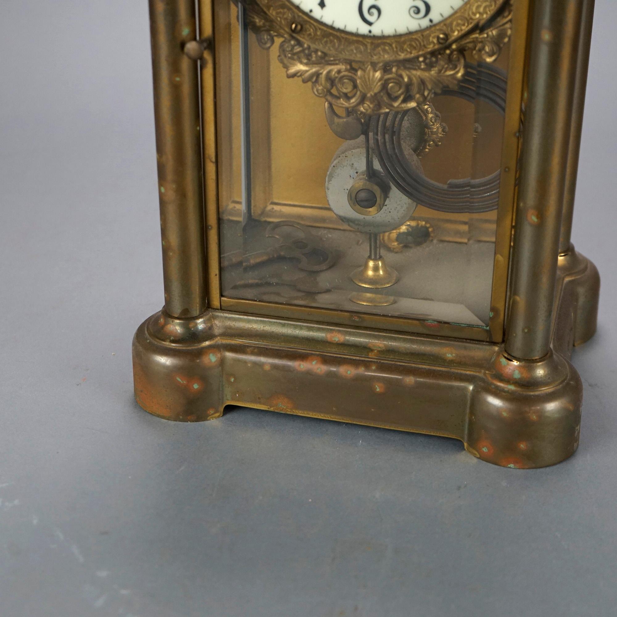 Antique Ansonia Crystal Regulator Mantle Clock Circa 1900 4