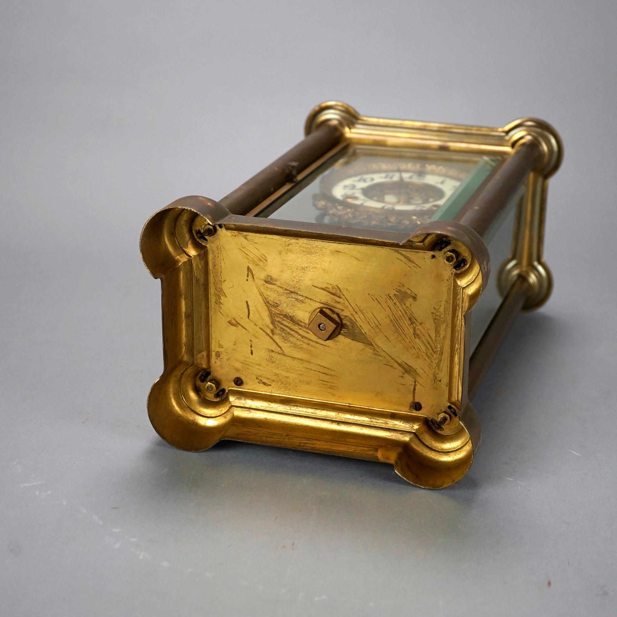 Antique Ansonia Crystal Regulator Mantle Clock Circa 1900 8