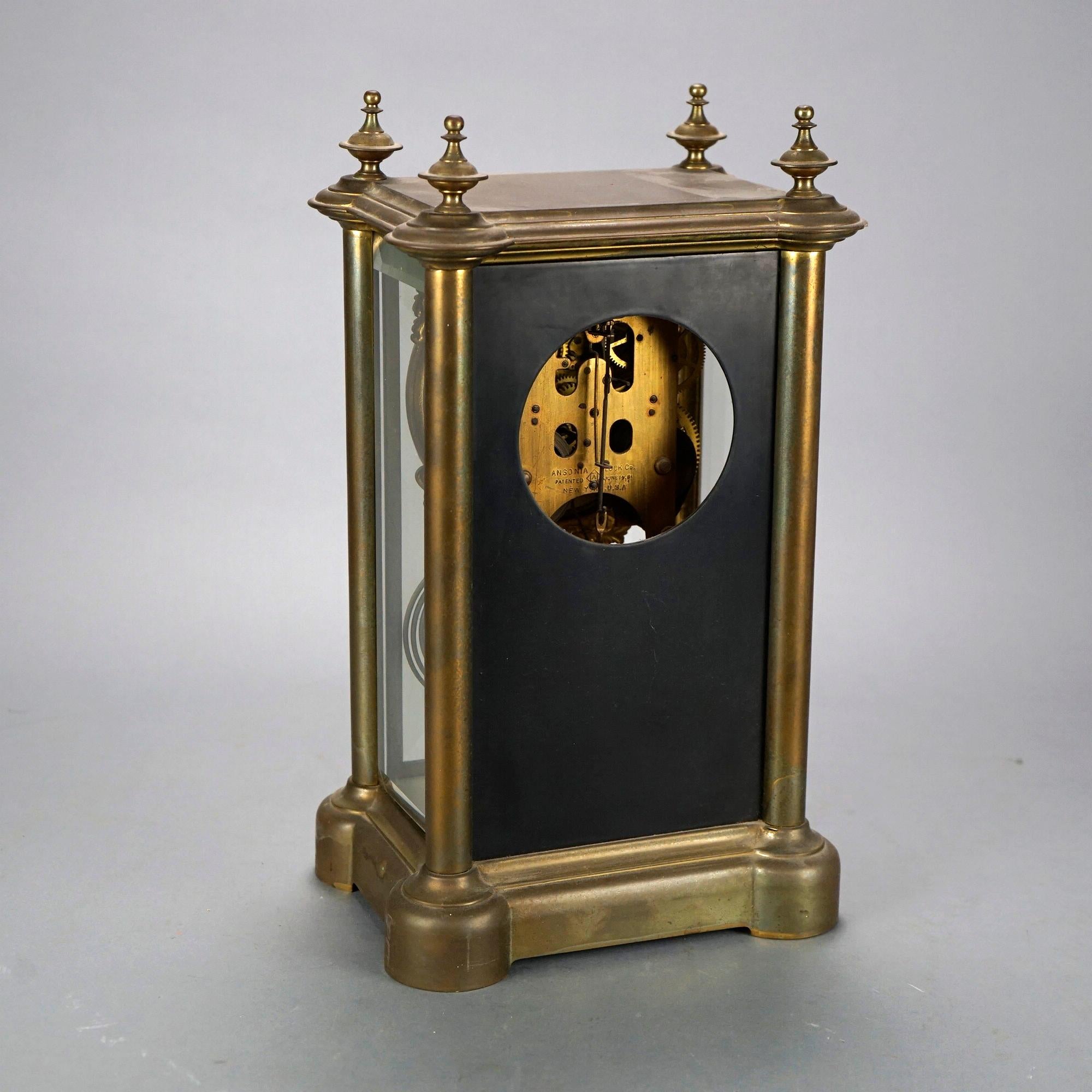 Antique Ansonia Crystal Regulator Mantle Clock Circa 1900 1