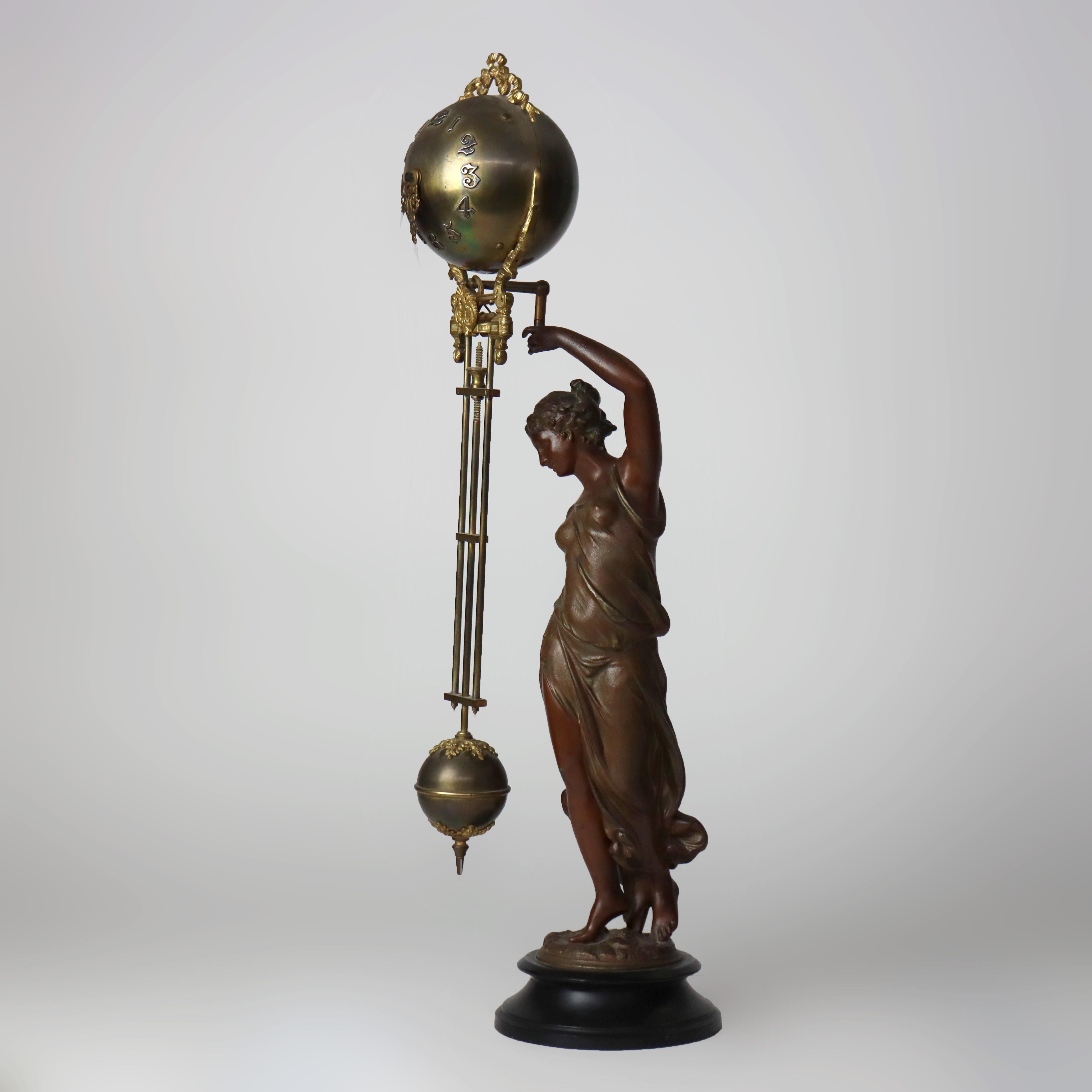 Antique Ansonia Neoclassical Figural Swinging Ball Mystery Clock C1890 en vente 4
