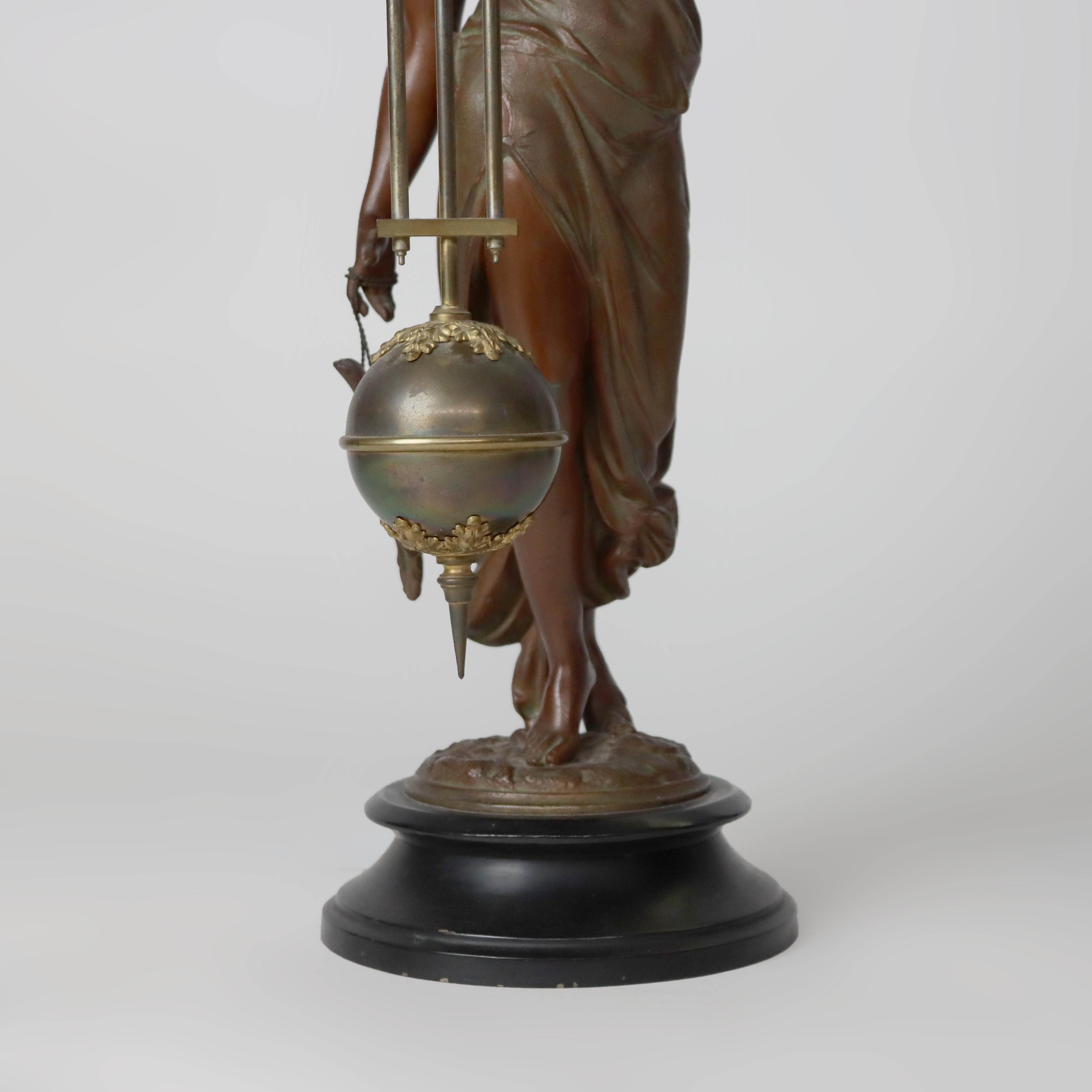 Néoclassique Antique Ansonia Neoclassical Figural Swinging Ball Mystery Clock C1890 en vente
