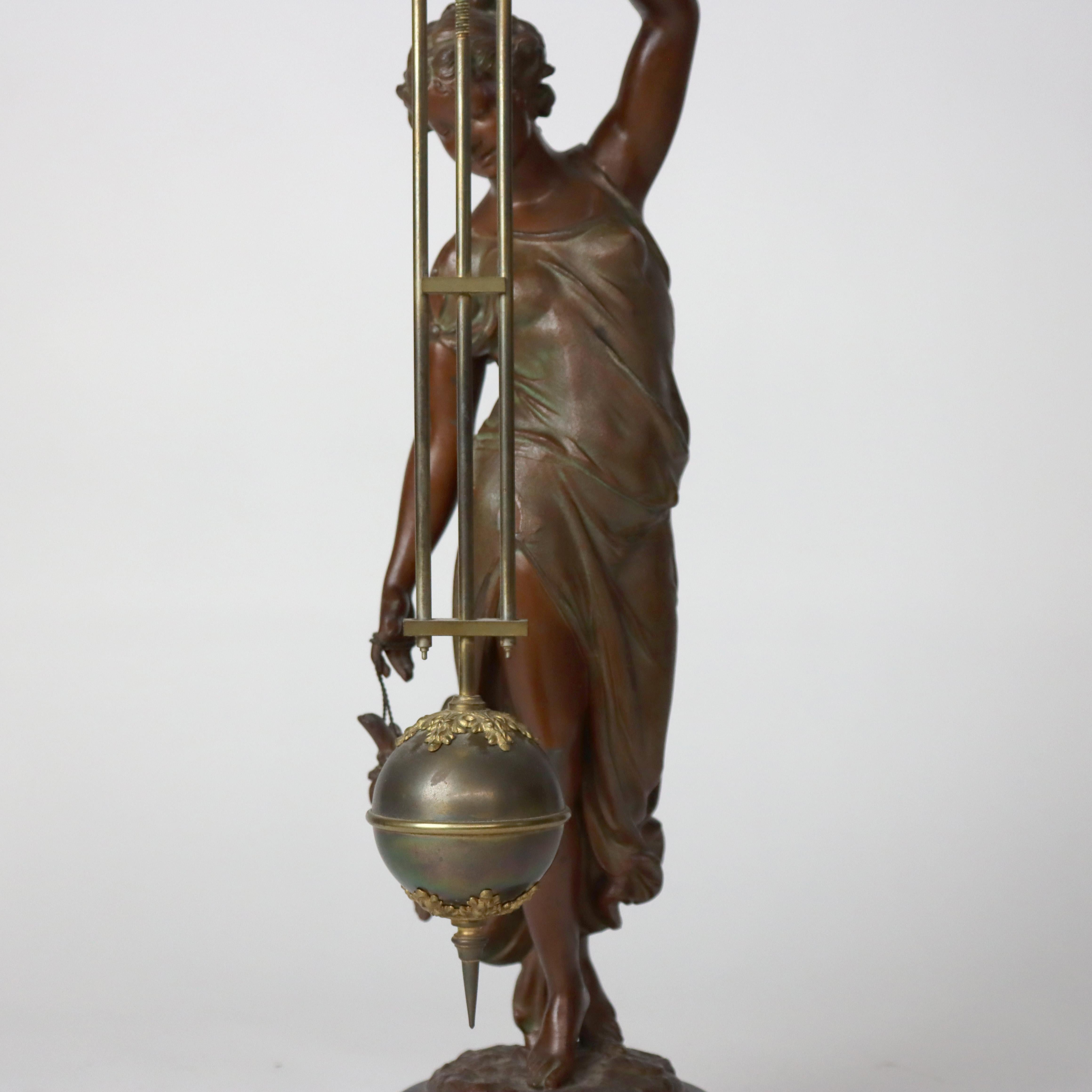 Antique Ansonia Neoclassical Figural Swinging Ball Mystery Clock C1890 Bon état - En vente à Big Flats, NY