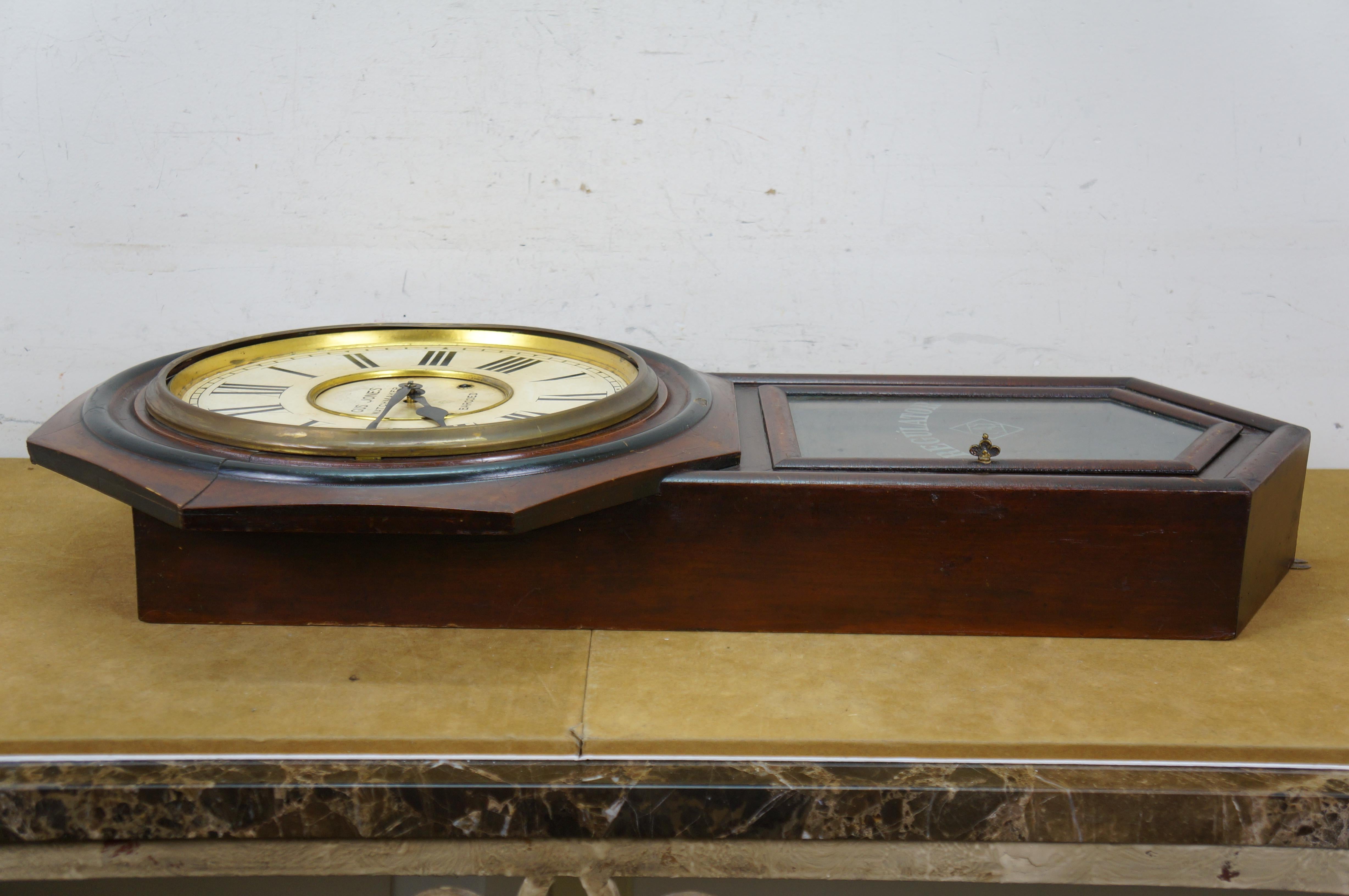 Antique Ansonia Regulator Schoolhouse Gus Jones Watchmakers Wall Clock 32