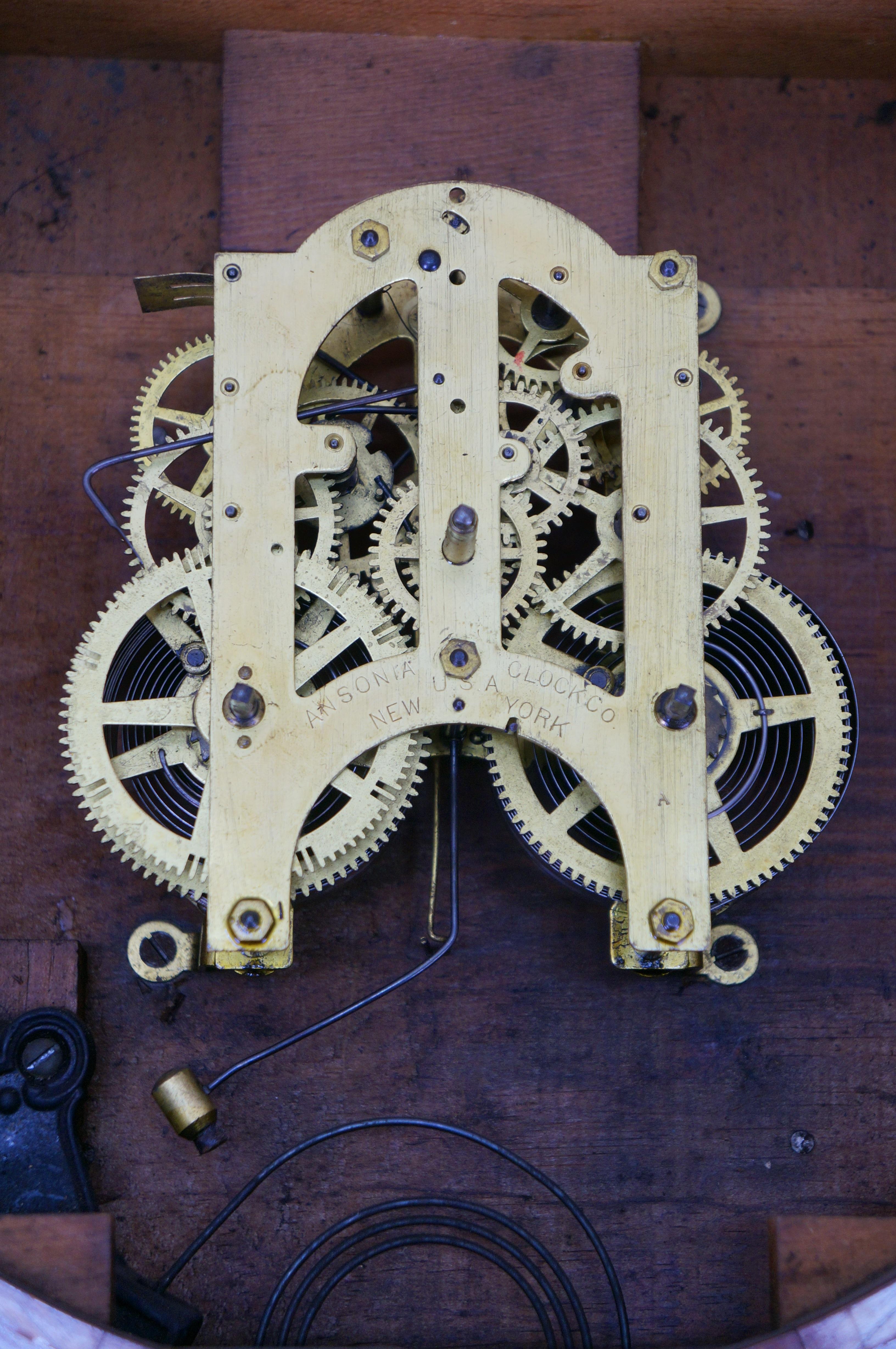 Antique Ansonia Regulator Schoolhouse Gus Jones Watchmakers Wall Clock 32