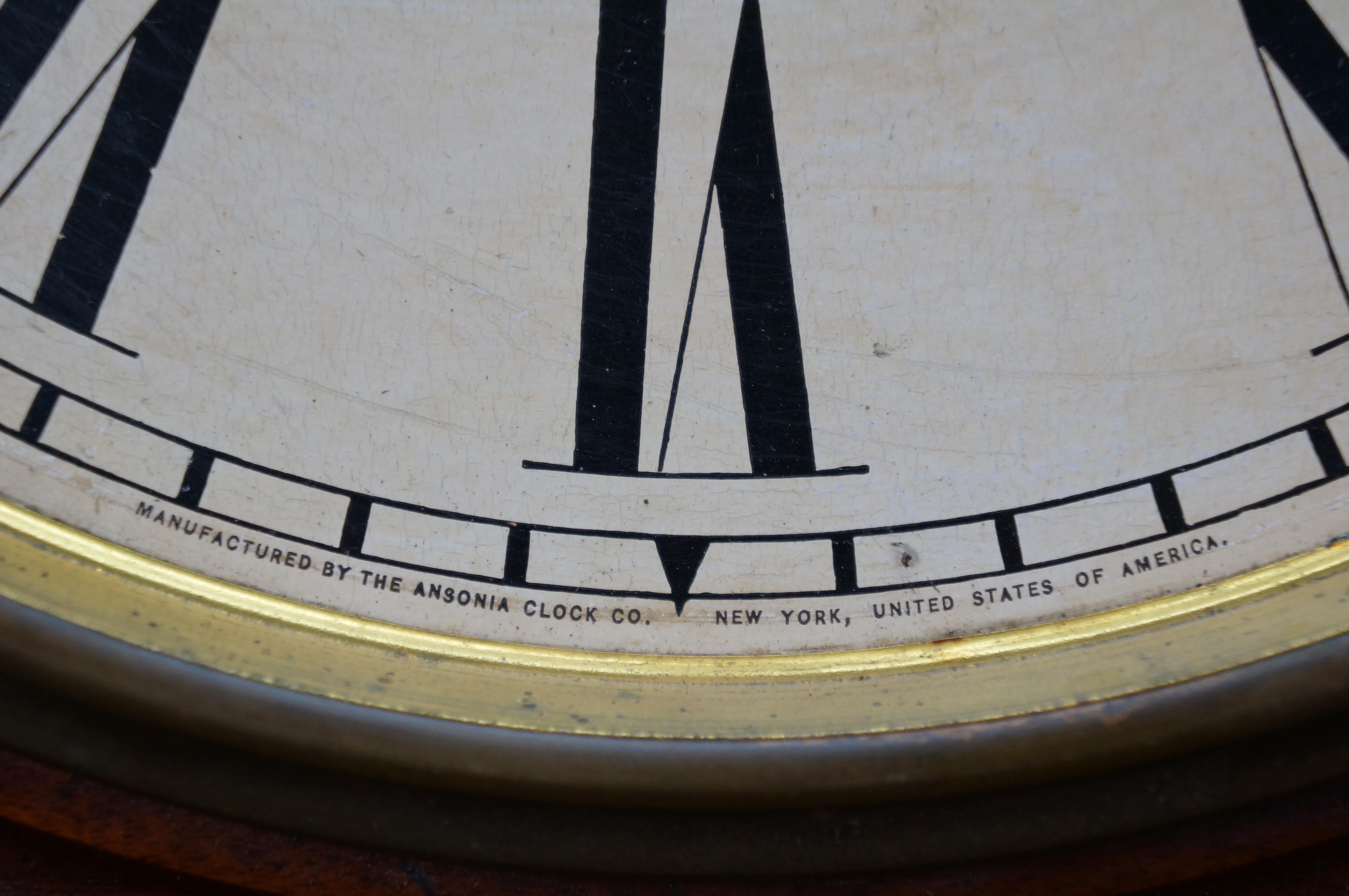 Glass Antique Ansonia Regulator Schoolhouse Gus Jones Watchmakers Wall Clock 32