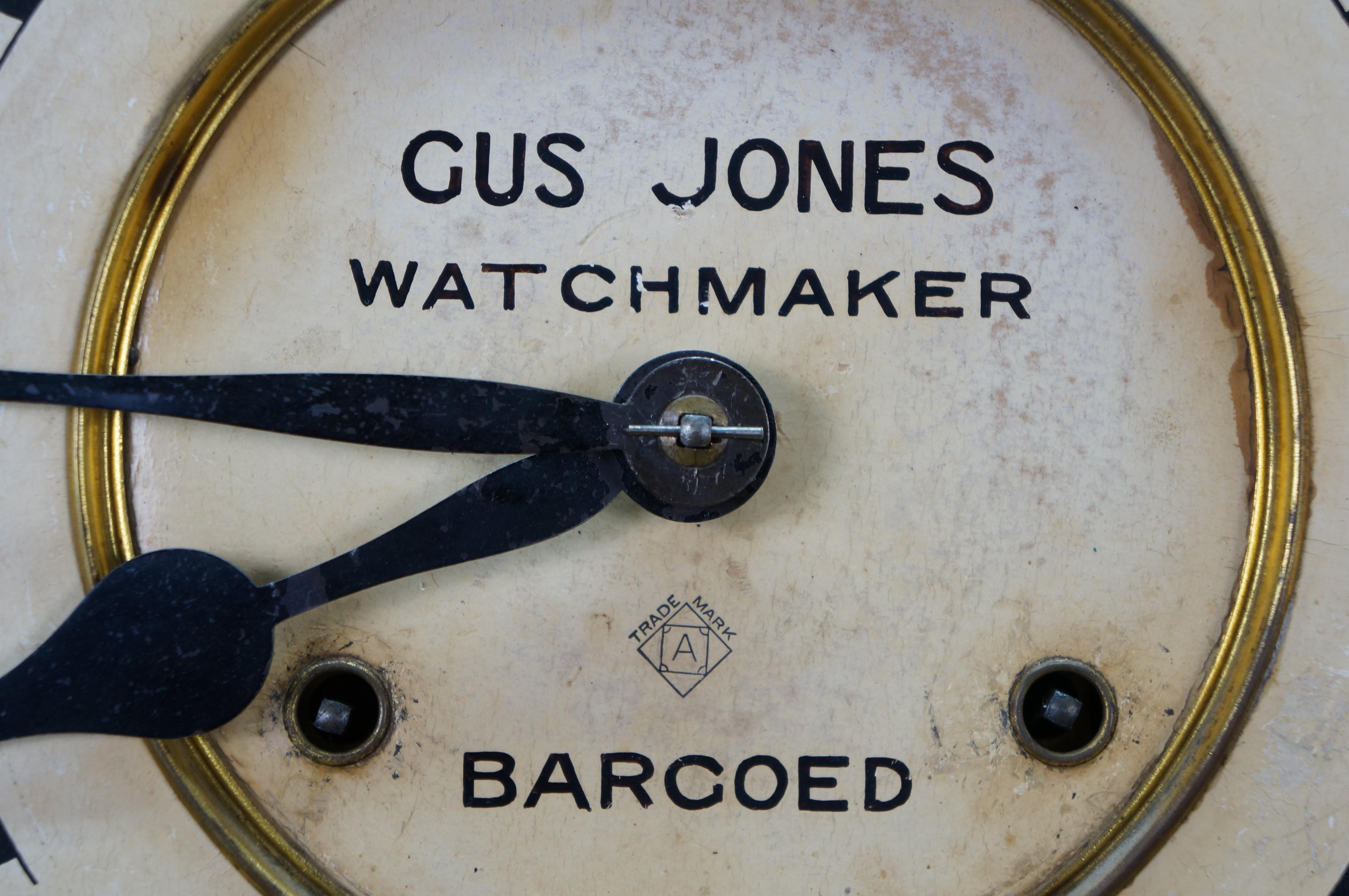 Antique Ansonia Regulator Schoolhouse Gus Jones Watchmakers Wall Clock 32