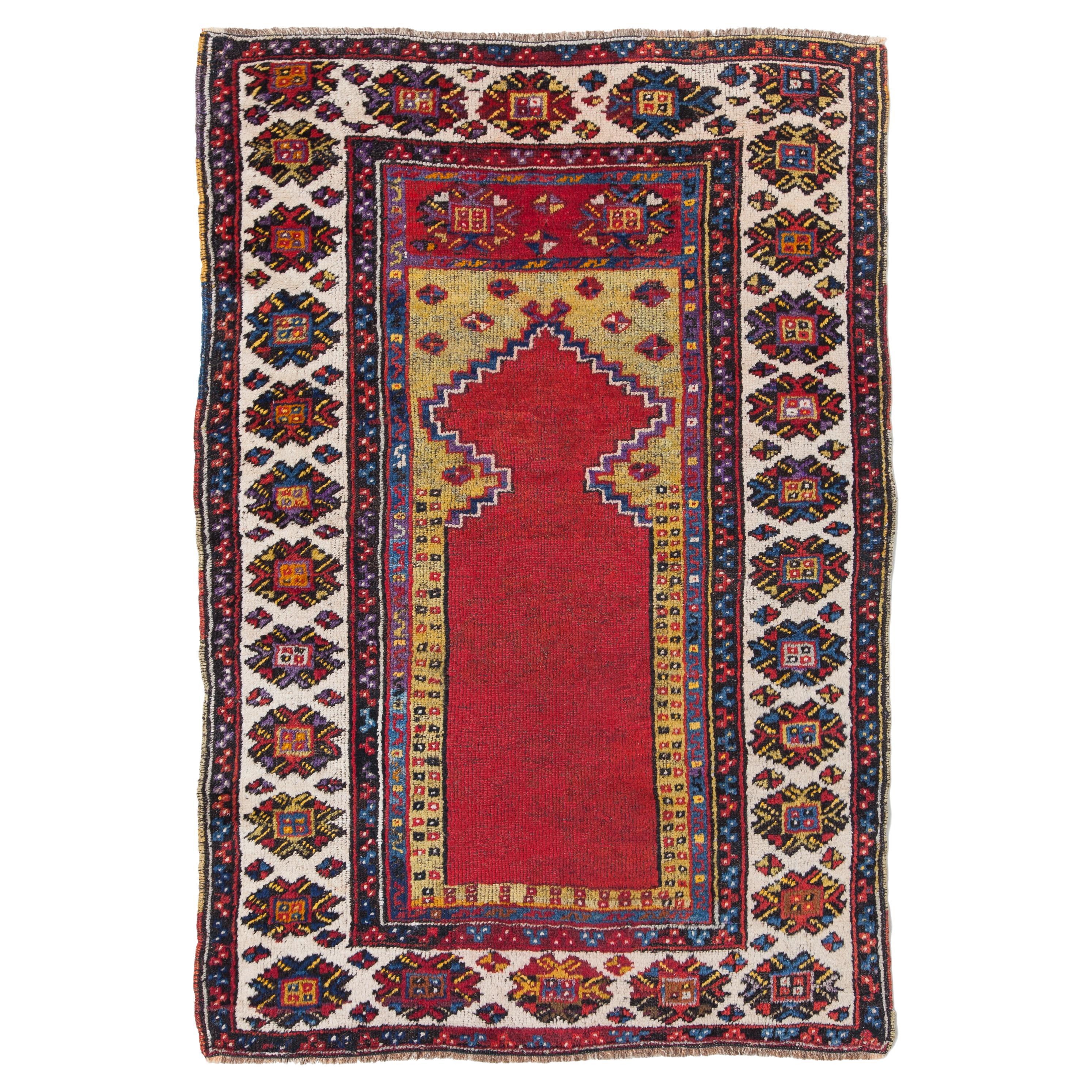 Alfombra de Oración Antep Antigua Alfombra Mihrab Turca del Sureste de Anatolia en venta