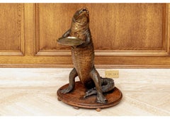 Antique Anthropomorphic Taxidermy Crocodile With Tray