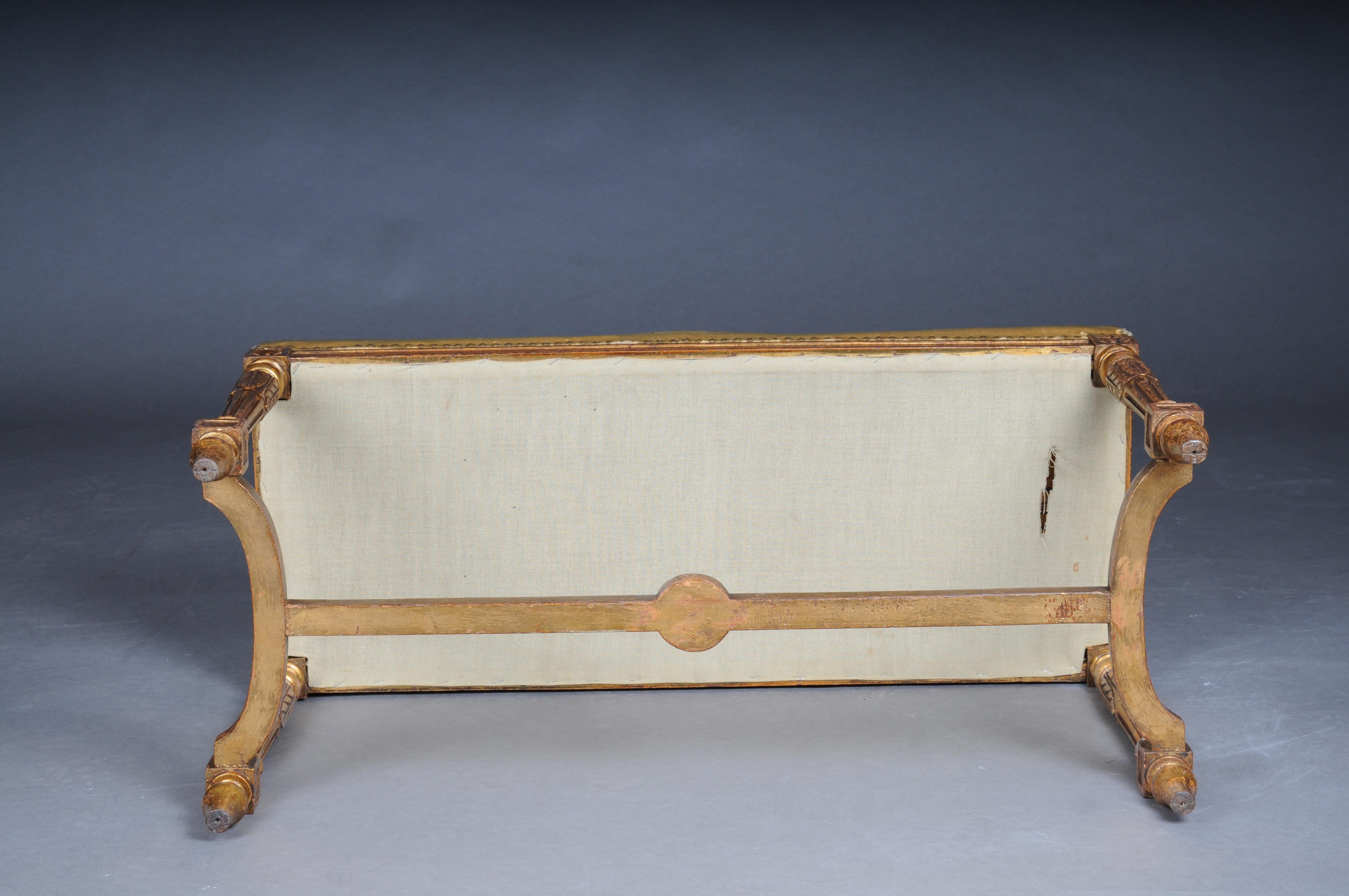 Fabric Antique Antique Bench, Louis XVI, Gold, Beech, Around 1880