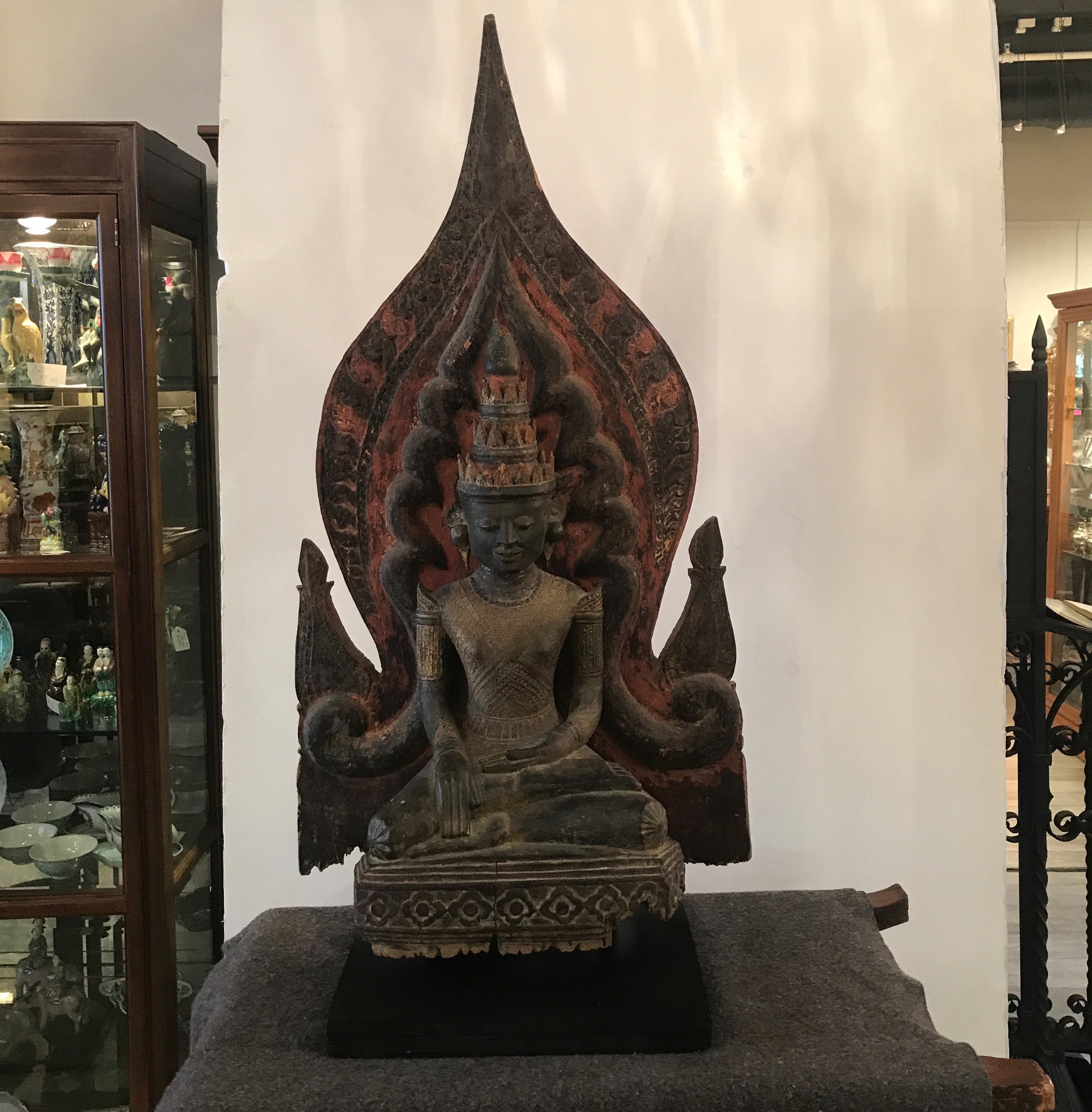 Antique Thai Buddha Wood Carving 9