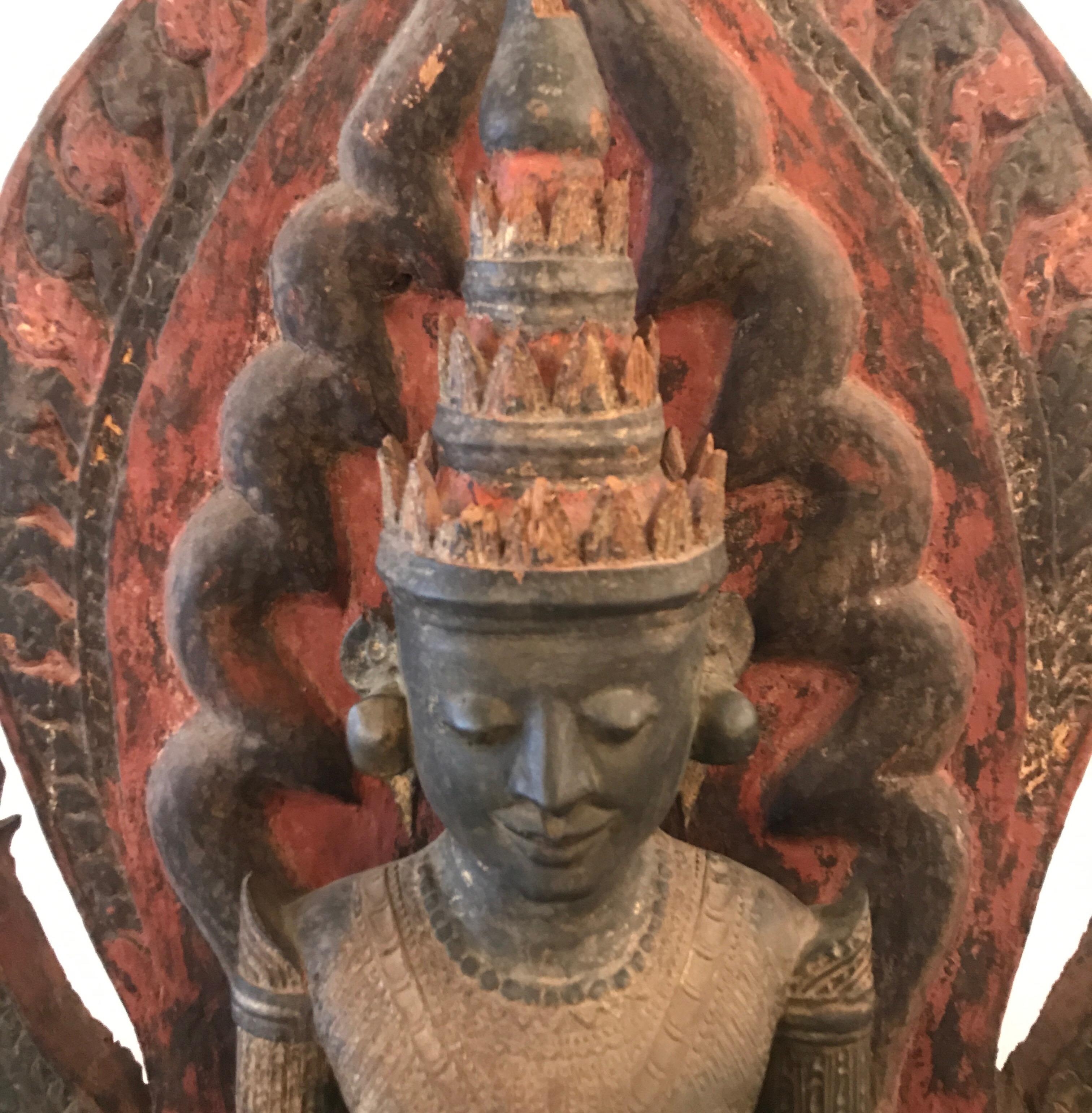 Antique Thai Buddha Wood Carving In Good Condition In Lambertville, NJ