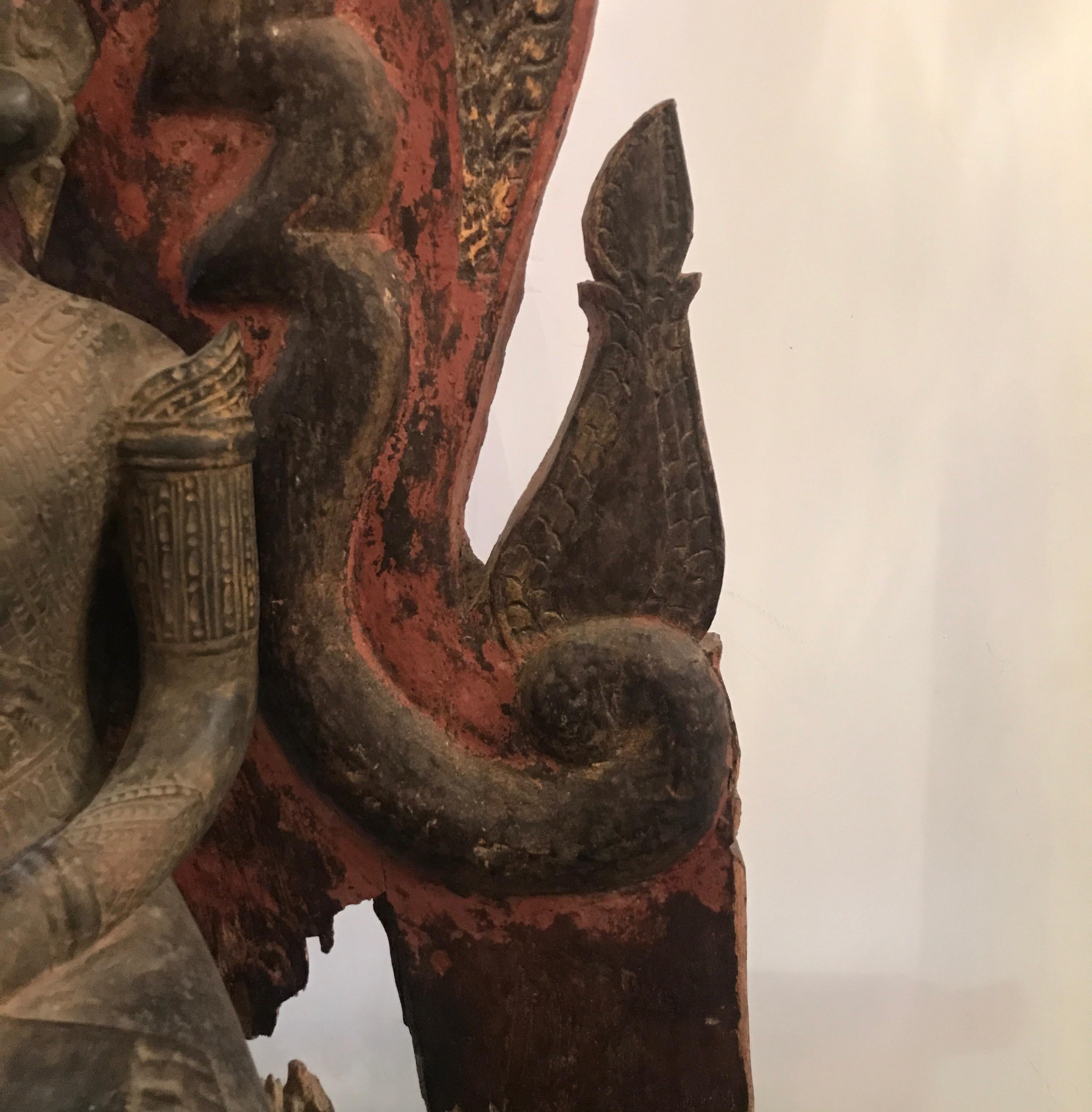 19th Century Antique Thai Buddha Wood Carving