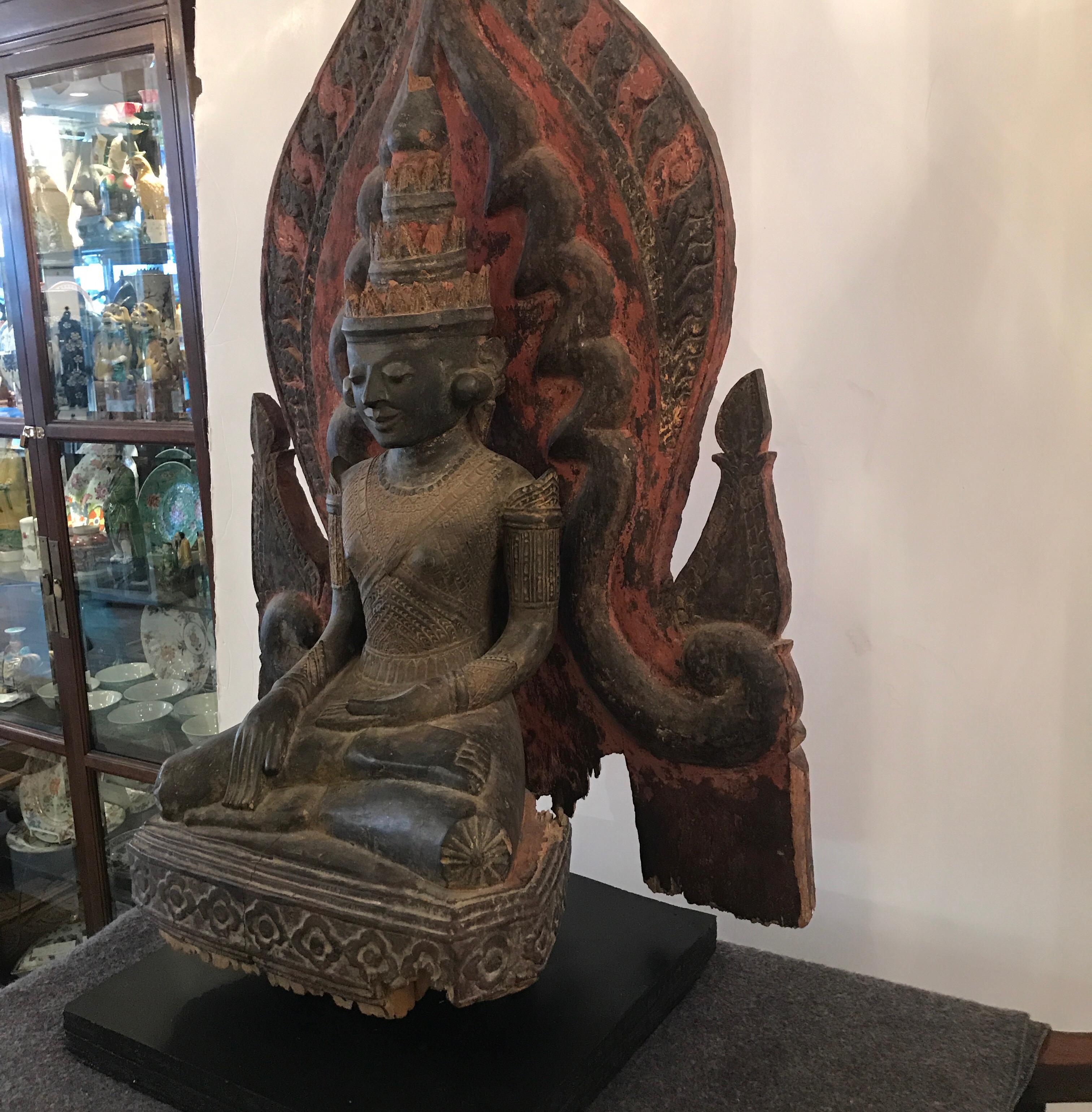 Hardwood Antique Thai Buddha Wood Carving