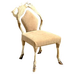 Chaise d'appoint en bois de cerf antique