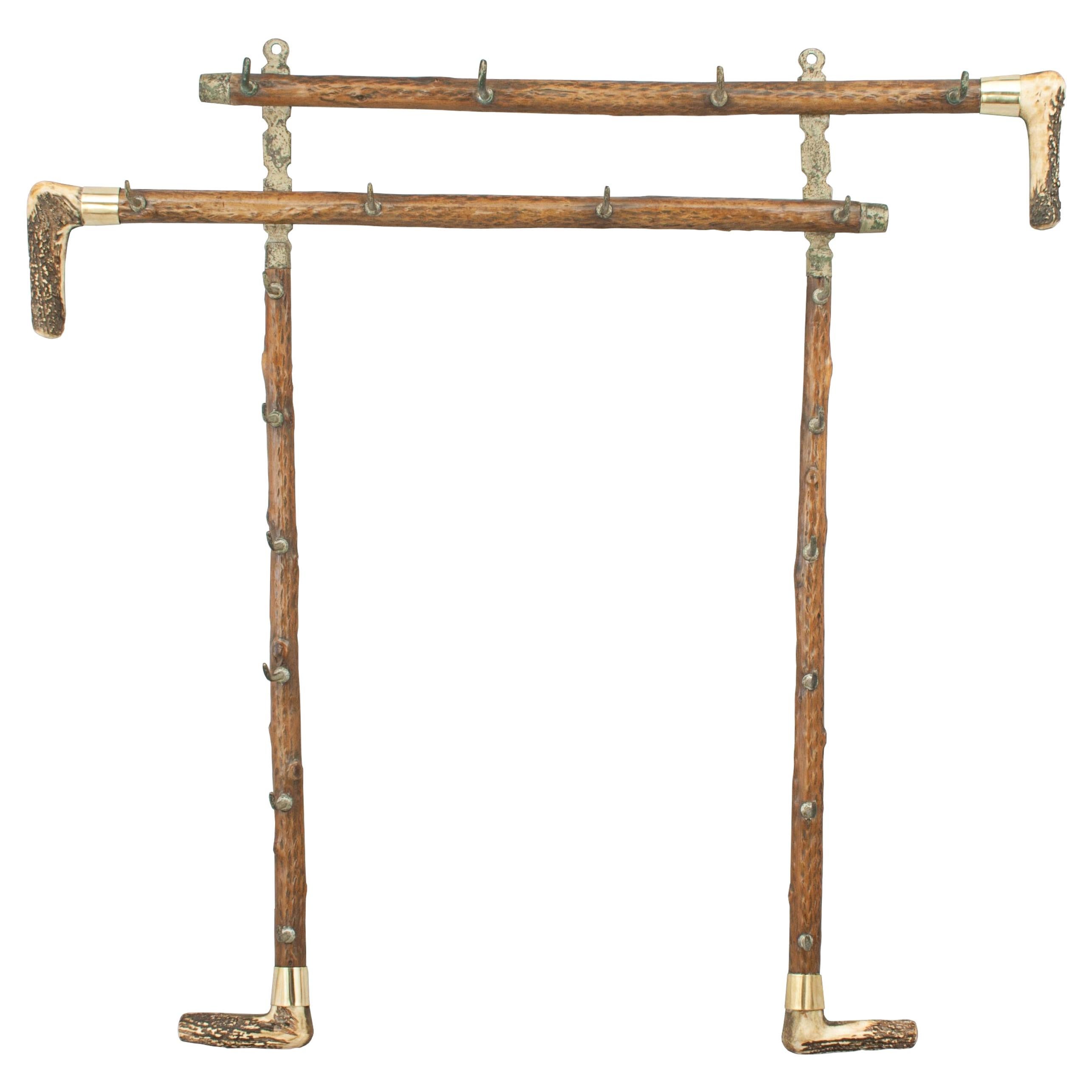 Antique Antler Whip or Stick Rack, Cane, Hunting Crop Shape with Horn Handles For Sale