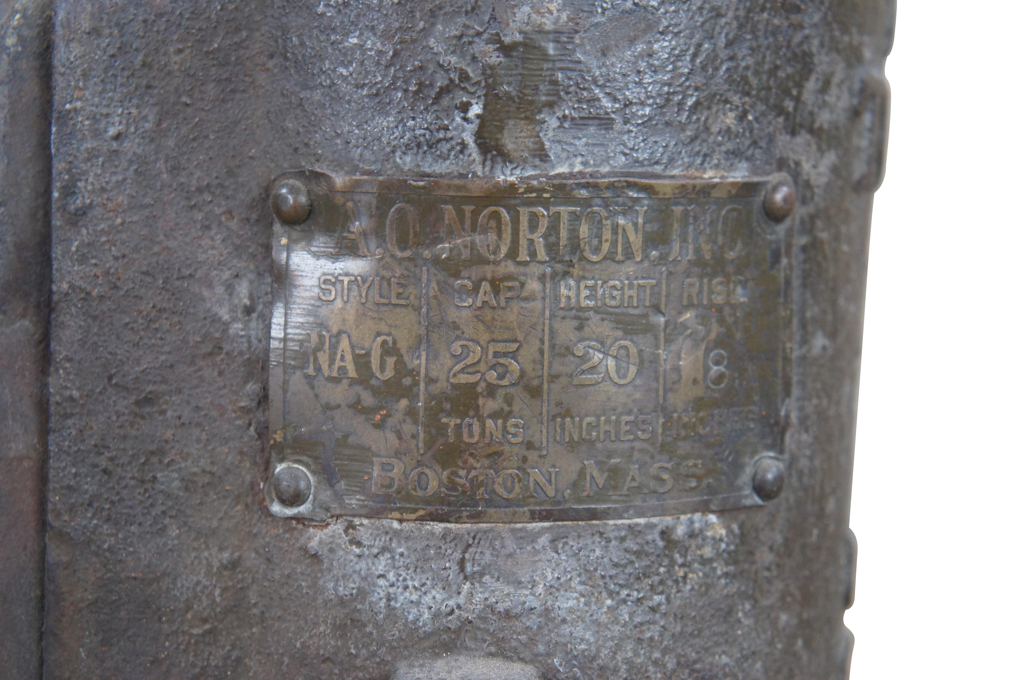 Antike A.O. Norton 25 Tonnen Gusseisen Kugellager Jack Eisenbahn Heavy Equipment (Industriell)