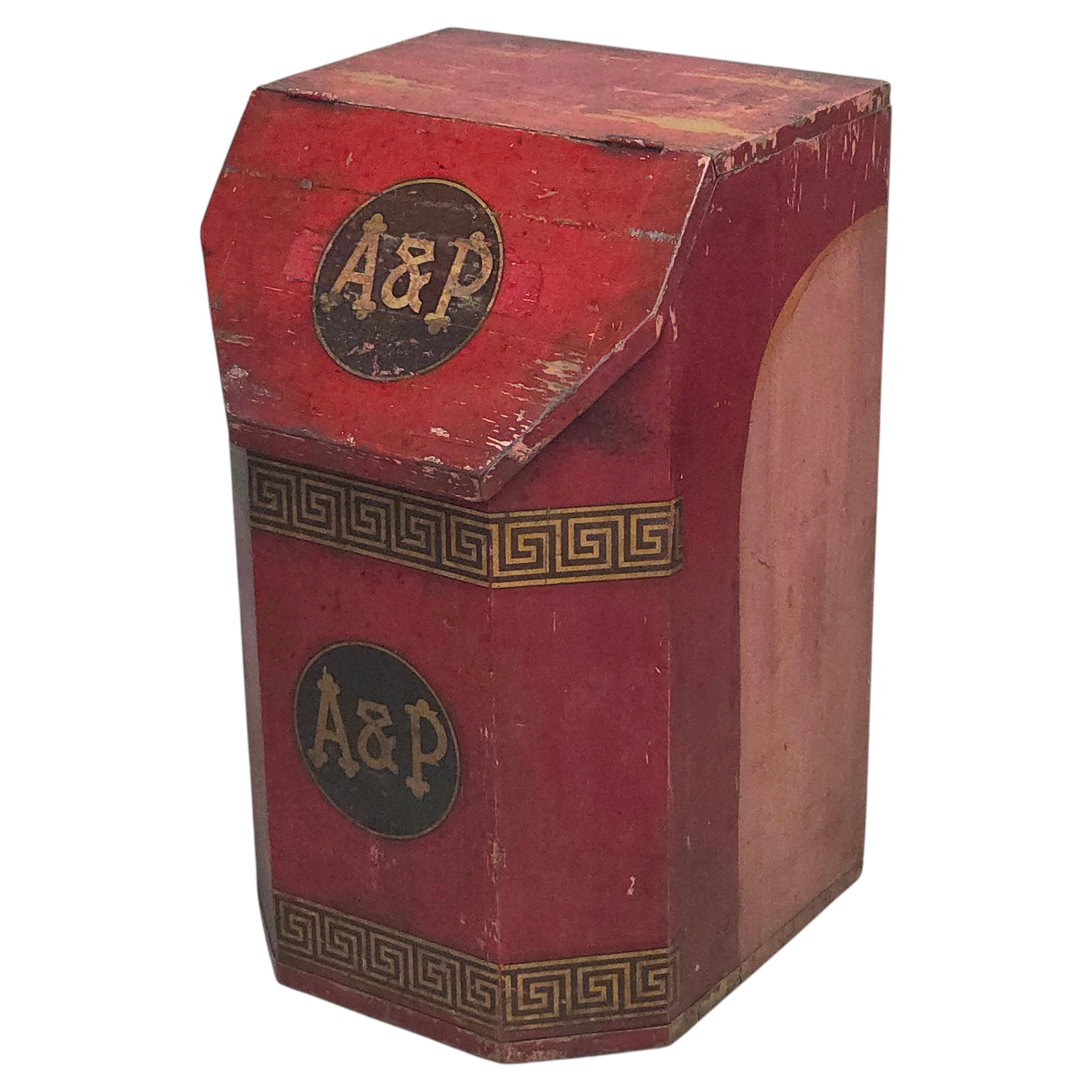 Antique A&P Tea Country Store Wood Bin