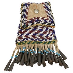 Antique sac à main Apache 'Native American' perlé Strike-A-Light:: circa 1890