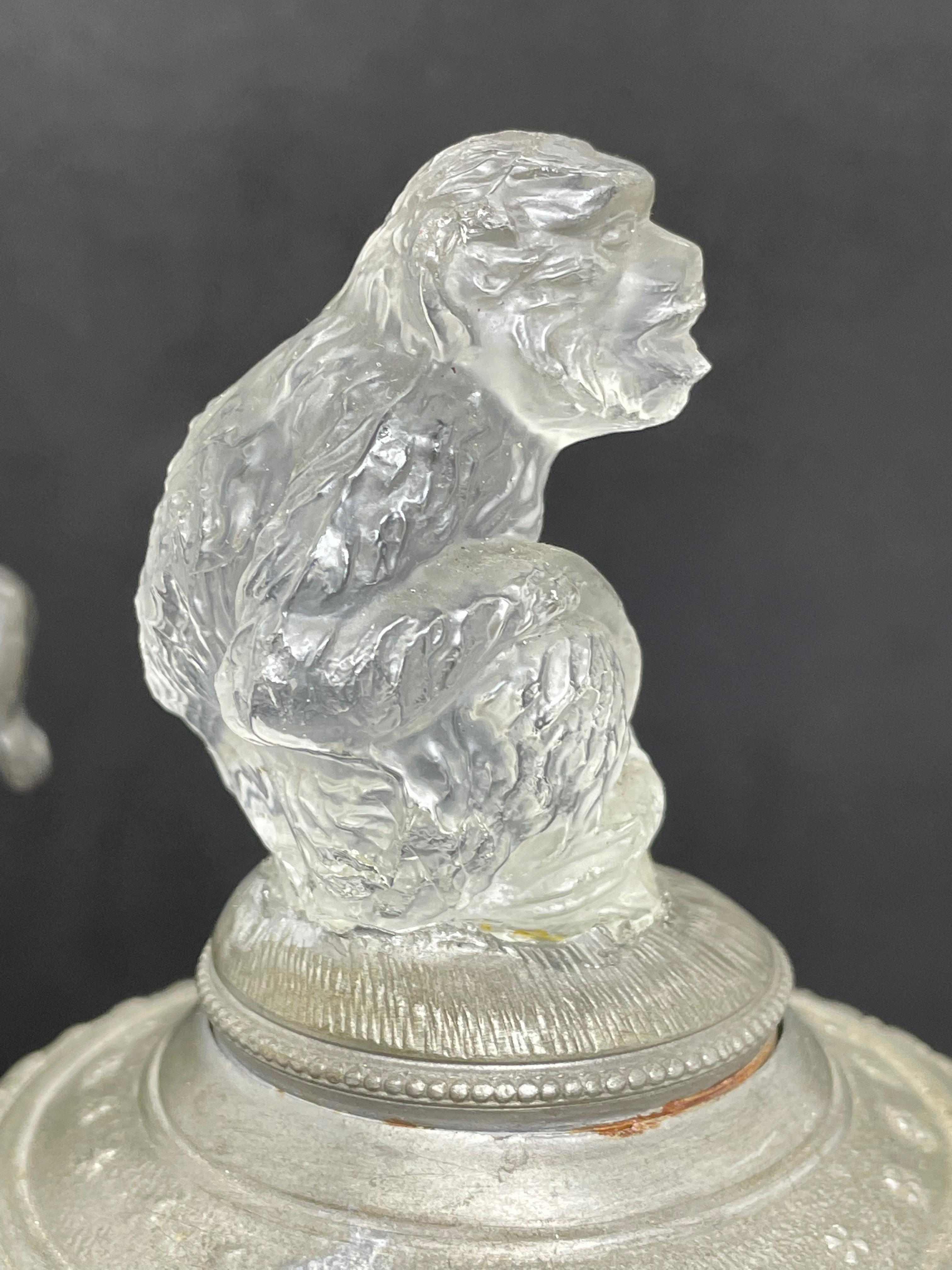 Antique Ape and Gnome Germany Lidded Glass Beer Stein, 1890s 2