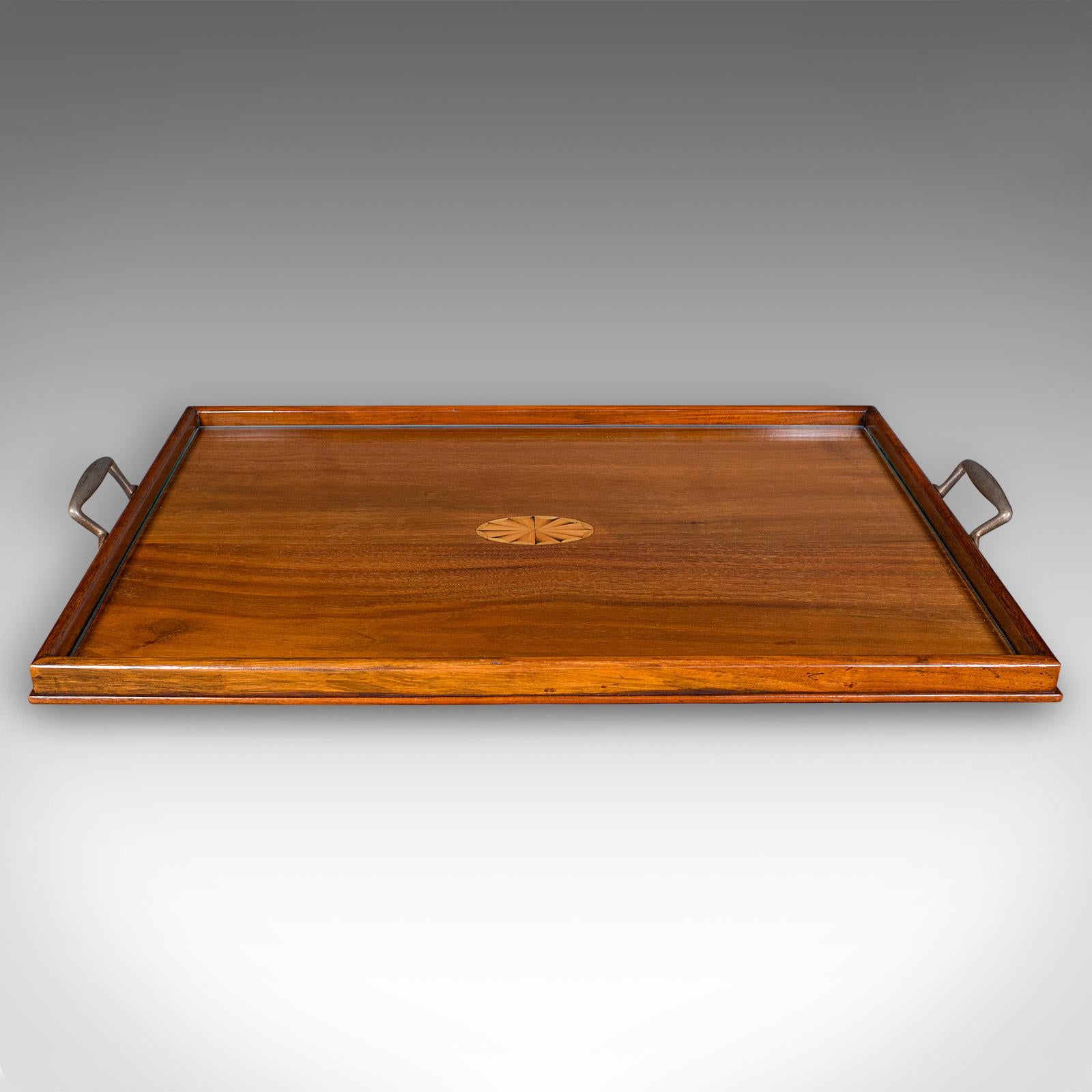 Britannique Antique Aperitif Serving Tray, English, Walnut, Afternoon Tea Platter, Edwardian en vente