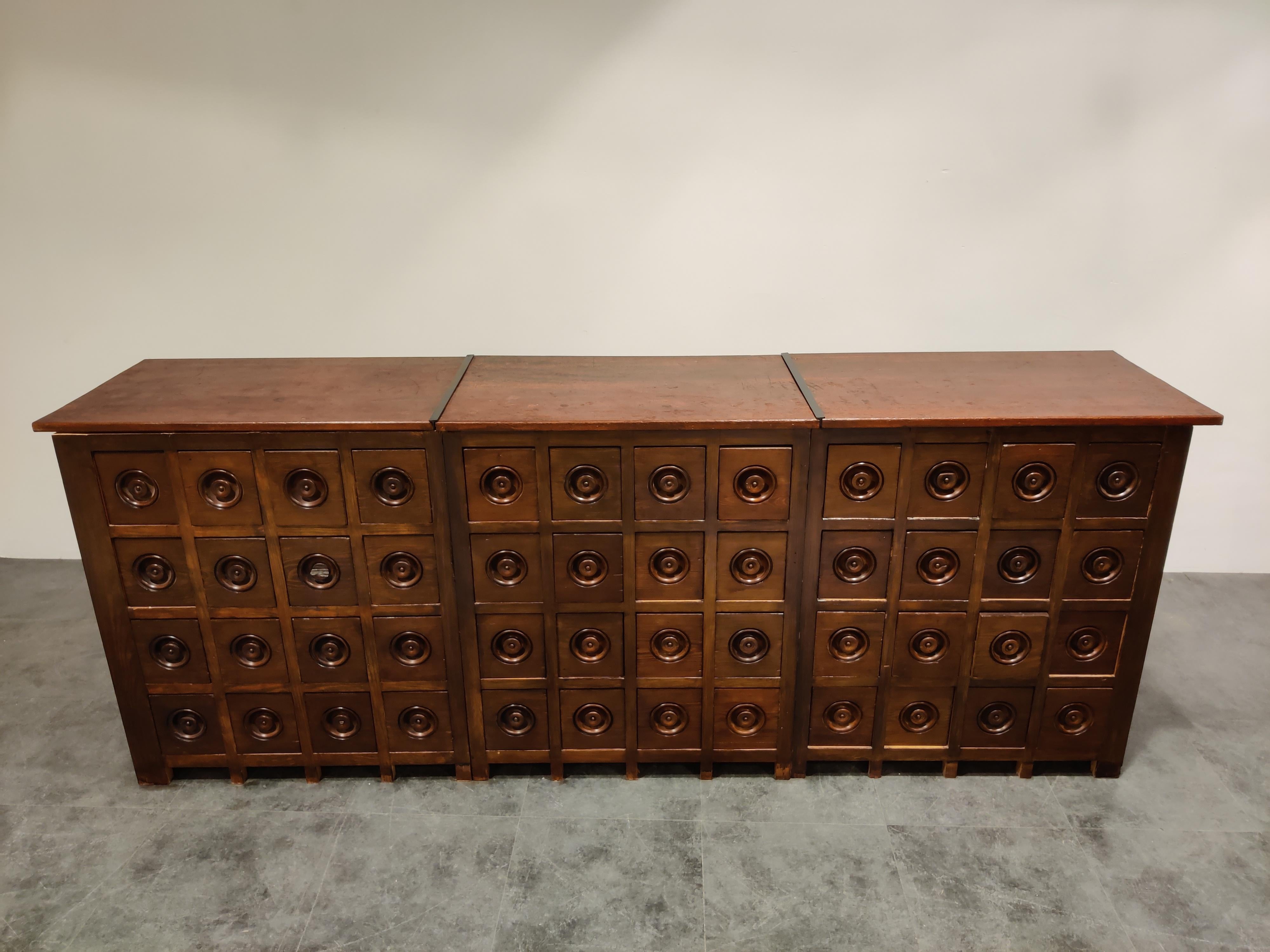 British Antique Apothecary Cabinet, 1920s