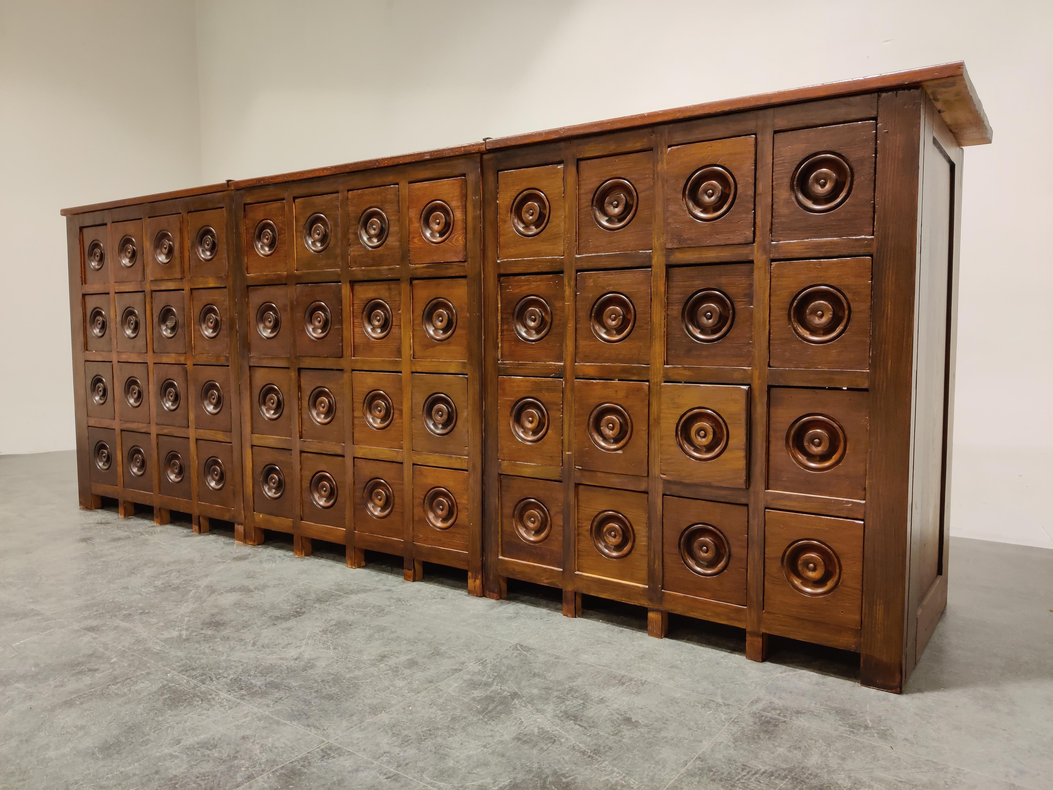 Stained Antique Apothecary Cabinet, 1920s