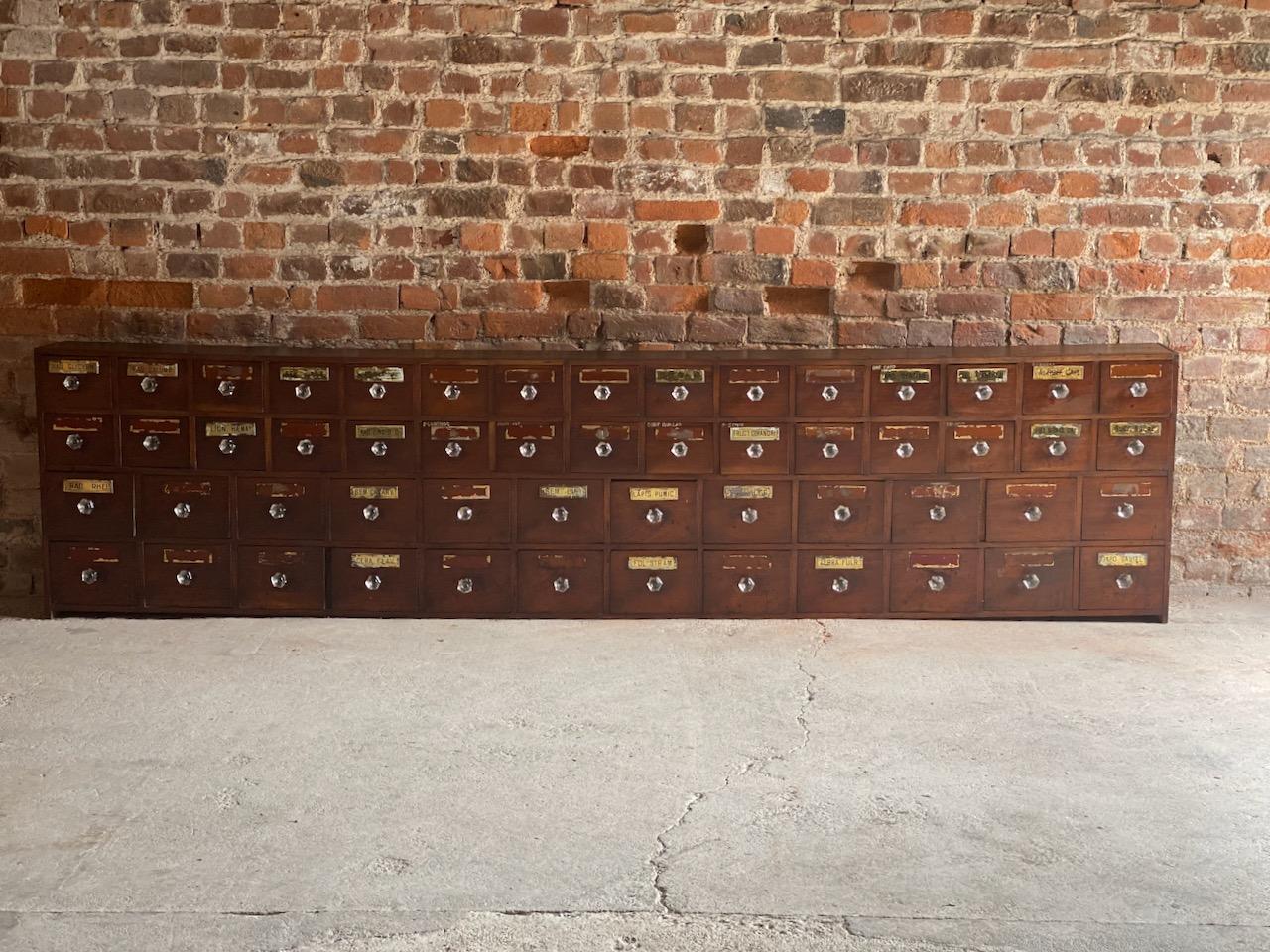 Antique Apothecary chest of drawers chemist pharmacy Victorian circa 1870

A stunning and extremely large Victorian Apothecary Chemist of drawers or cabinet comprising of 54 drawers, extremely rare to find a set this large and still in tact. The